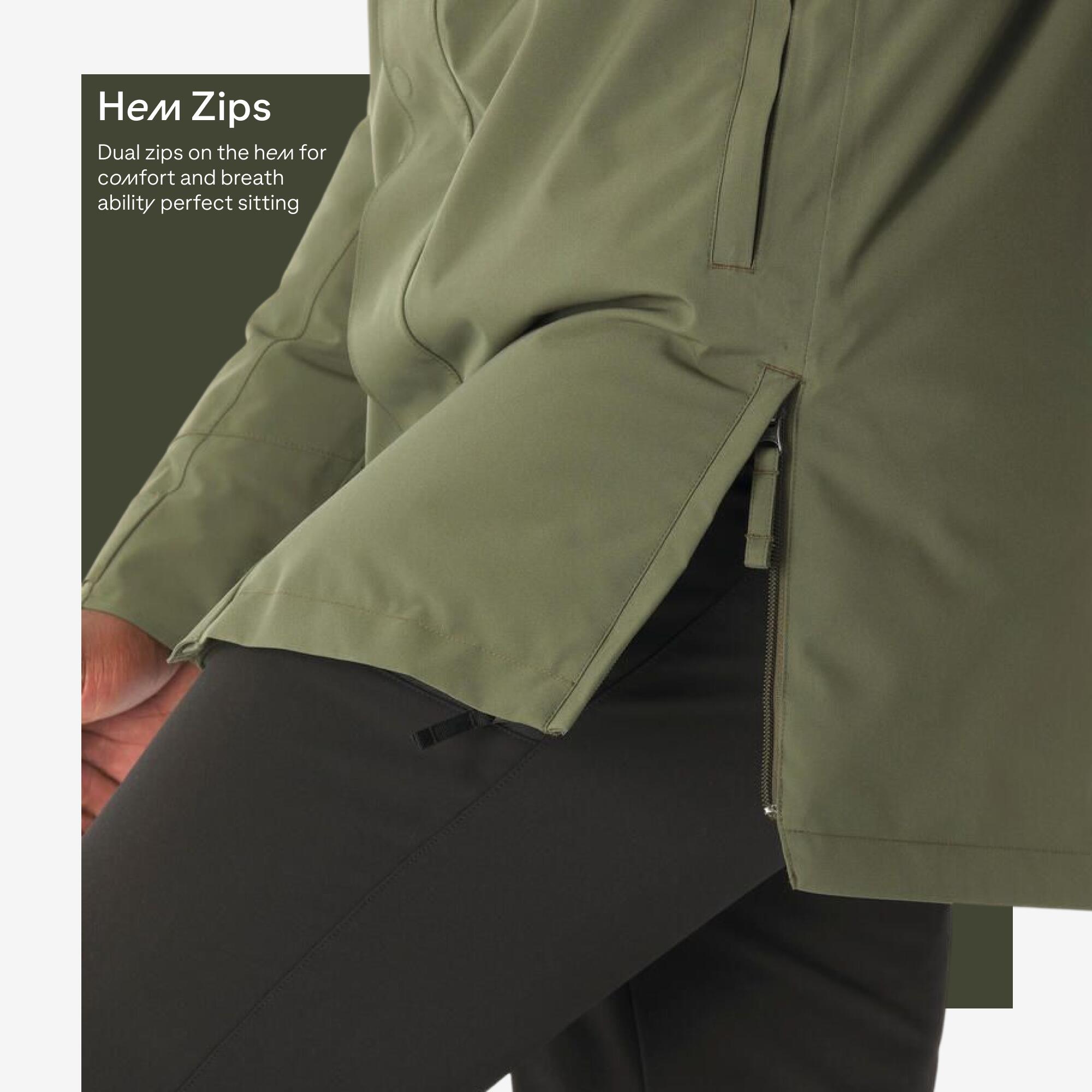 Men Hiking Waterproof Parka Jacket with Hood Warm Upto -10�C, NH500 - Green