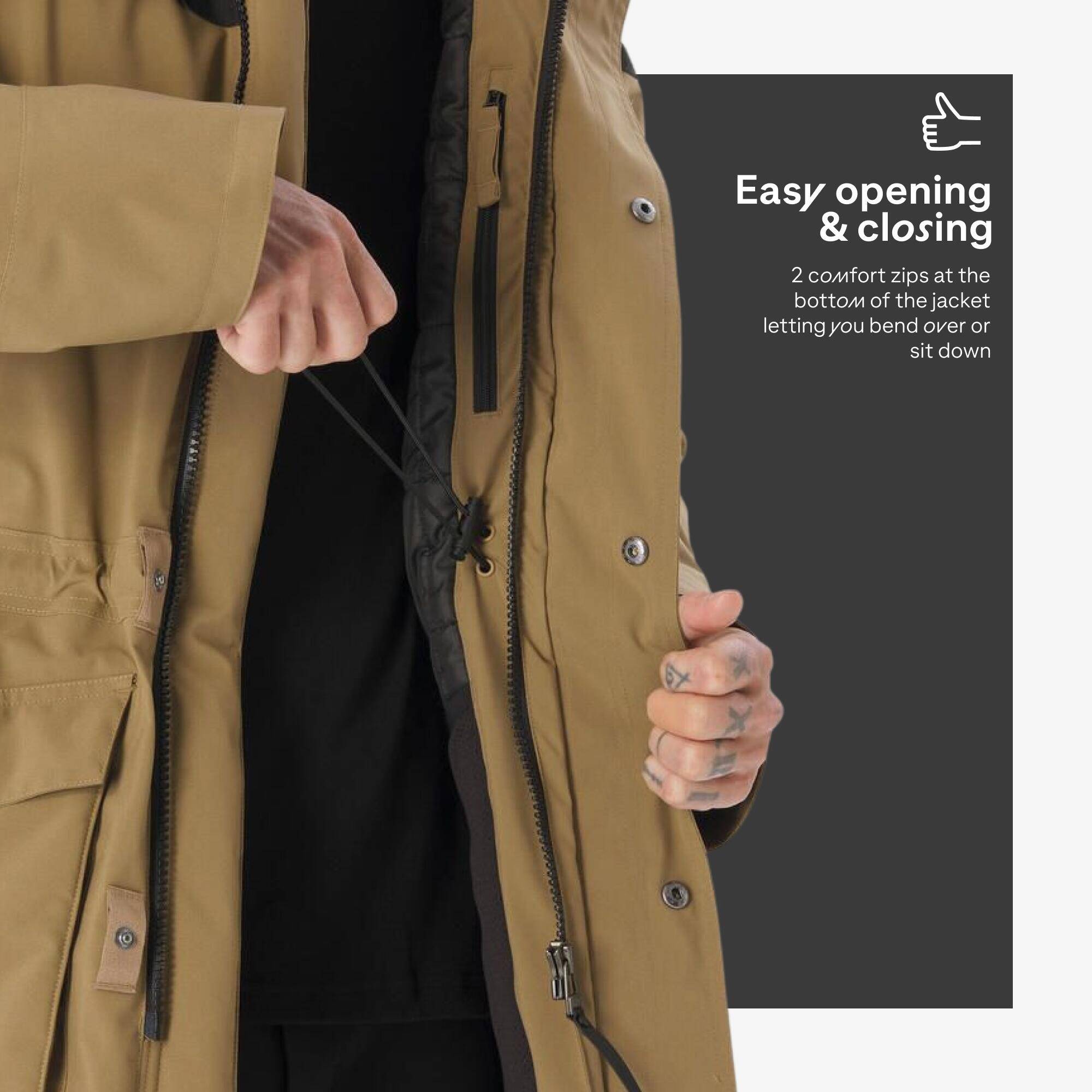 Men’s waterproof hiking parka -20°C, NH900 - Brown -  5