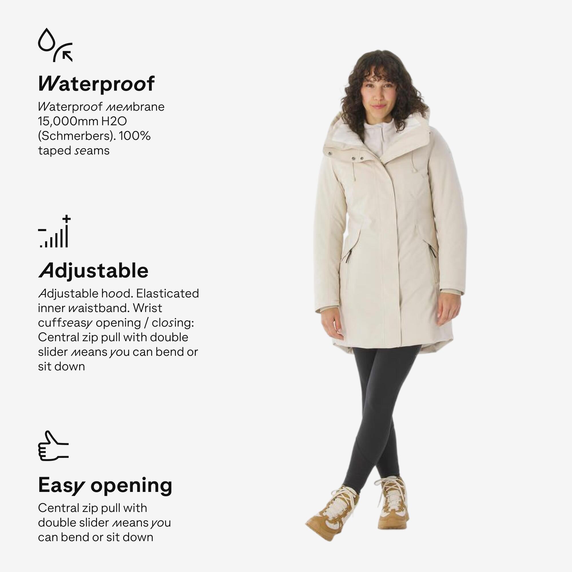 Women Hiking Parka Jacket Waterproof, Warm, Ideal upto -10�C NH500 - Blue