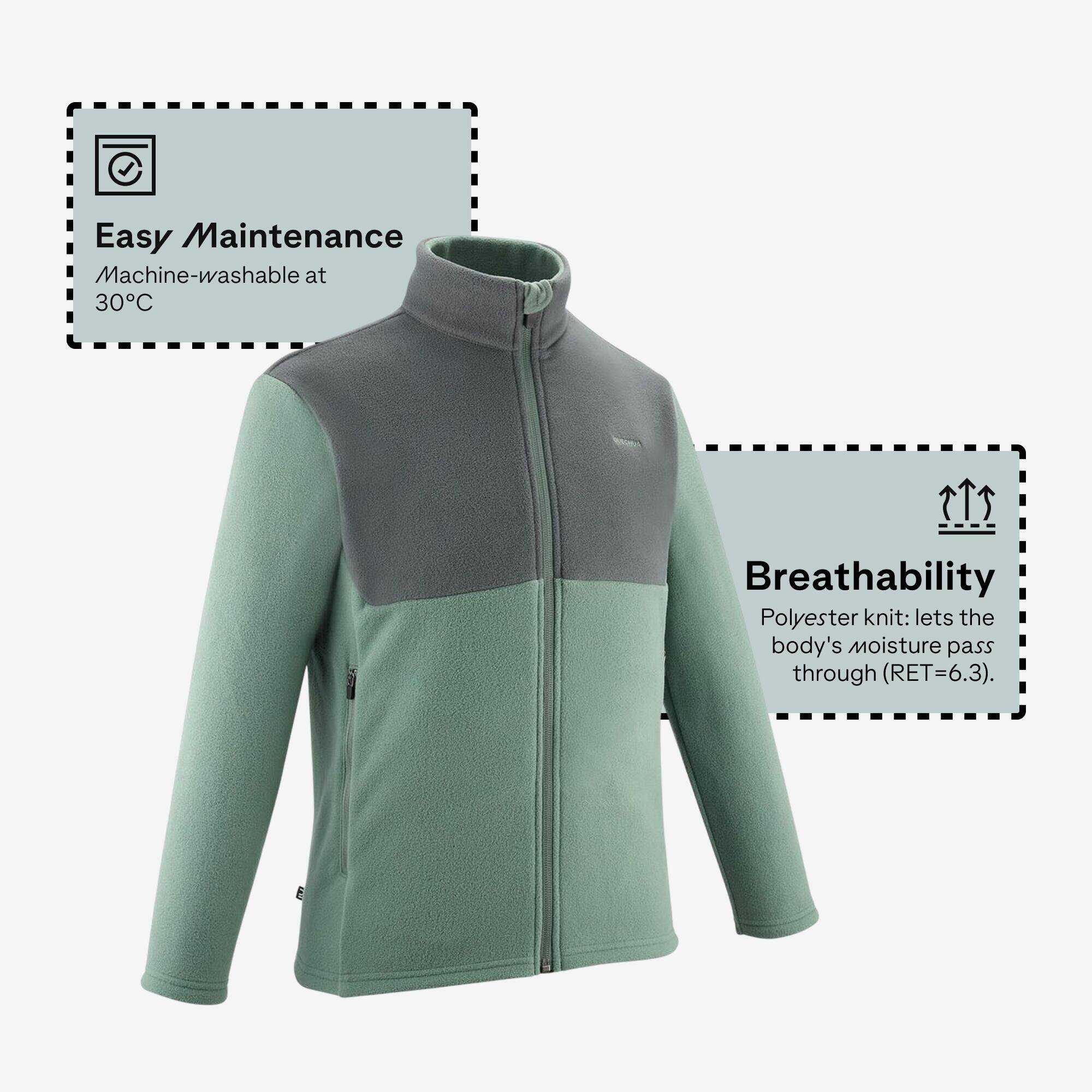 Kids’ hiking fleece jacket MH500 Zip - 7-15 years - Green -  3