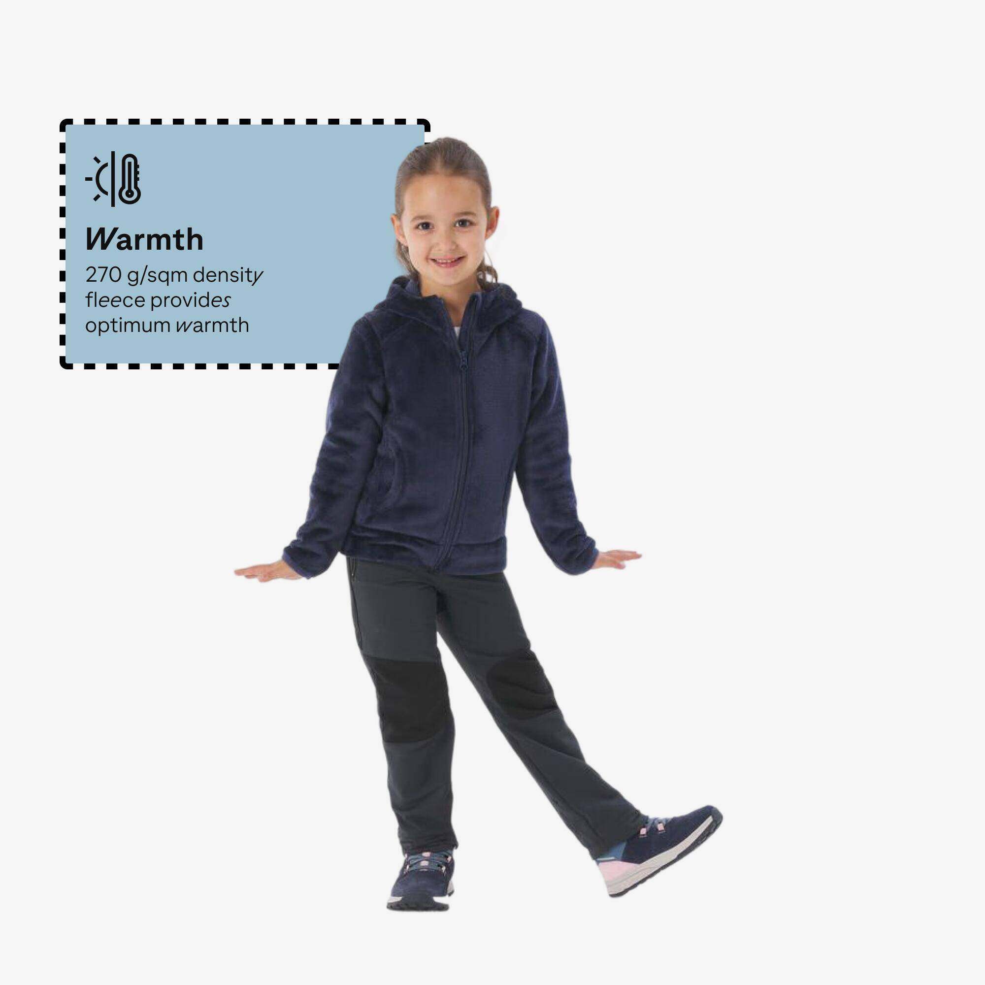 Kids’ warm hiking fleece jacket 2-6 years NH500 Zip - Blue -  2
