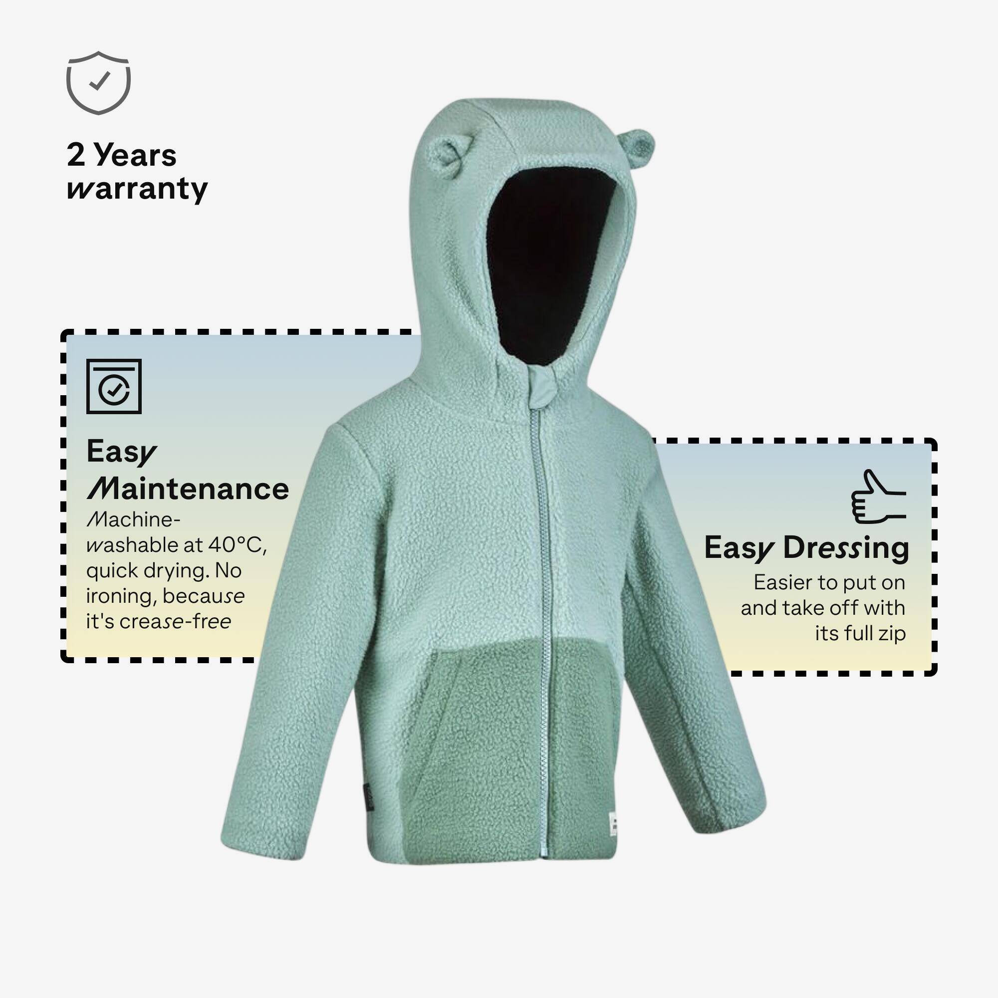 NH500 kids’ fleece - 2–6 years - Sherpa green -  4