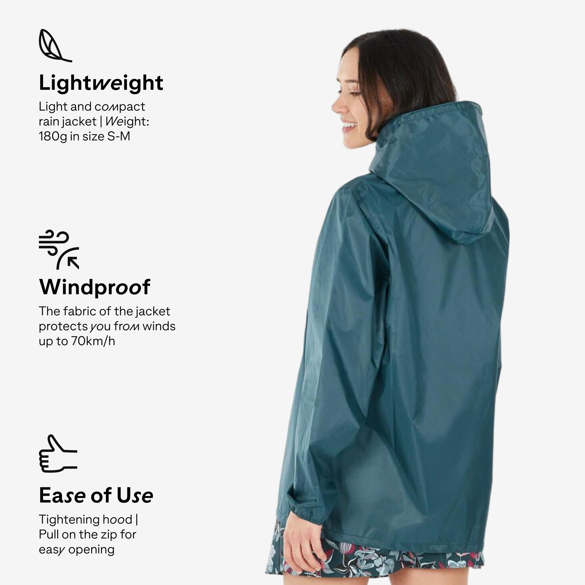 Women’s Water-repellent, Windproof Hiking Jacket Raincut 1/2 Zip - Blue