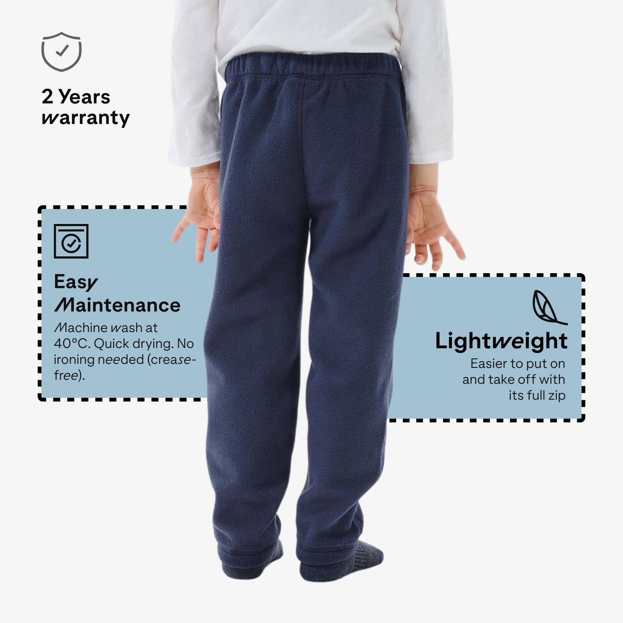 Kids' Fleece Hiking Trousers MH100 2-6 Years - Navy Blue -  3