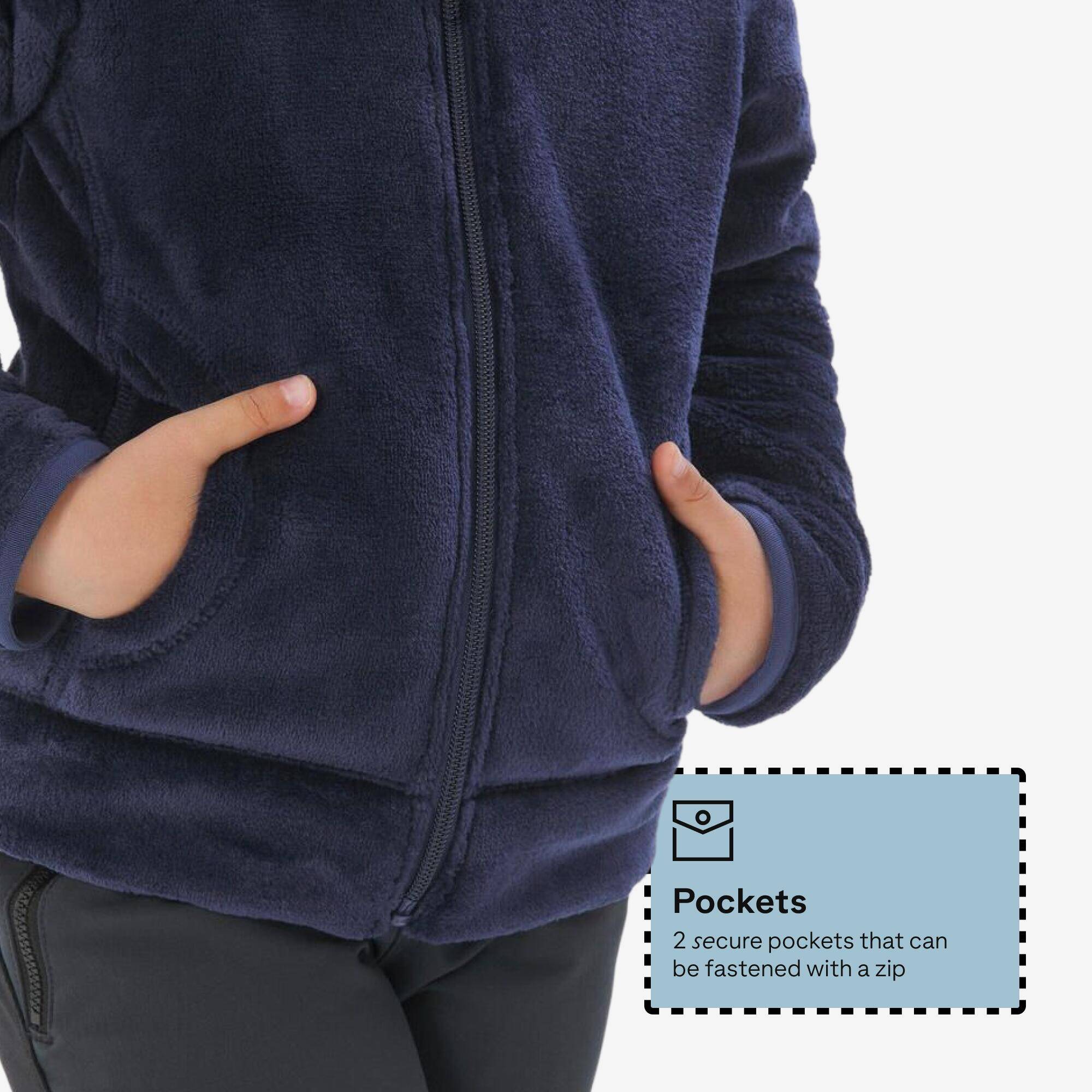 Kids’ warm hiking fleece jacket 2-6 years NH500 Zip - Blue -  4
