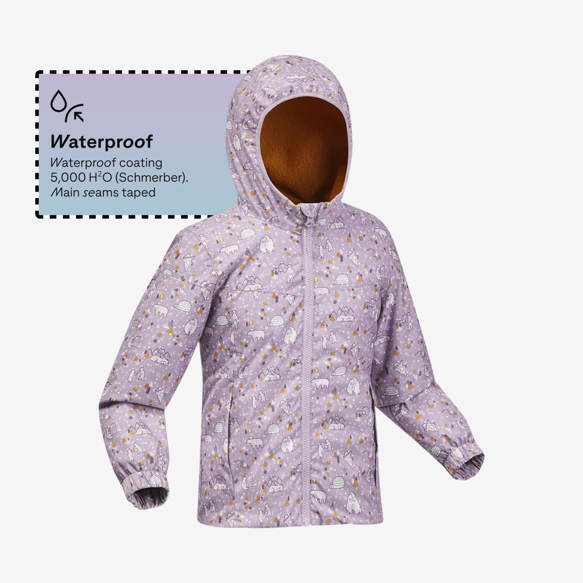 Kids’ waterproof winter jacket, 2-5 years, 100 - Purple