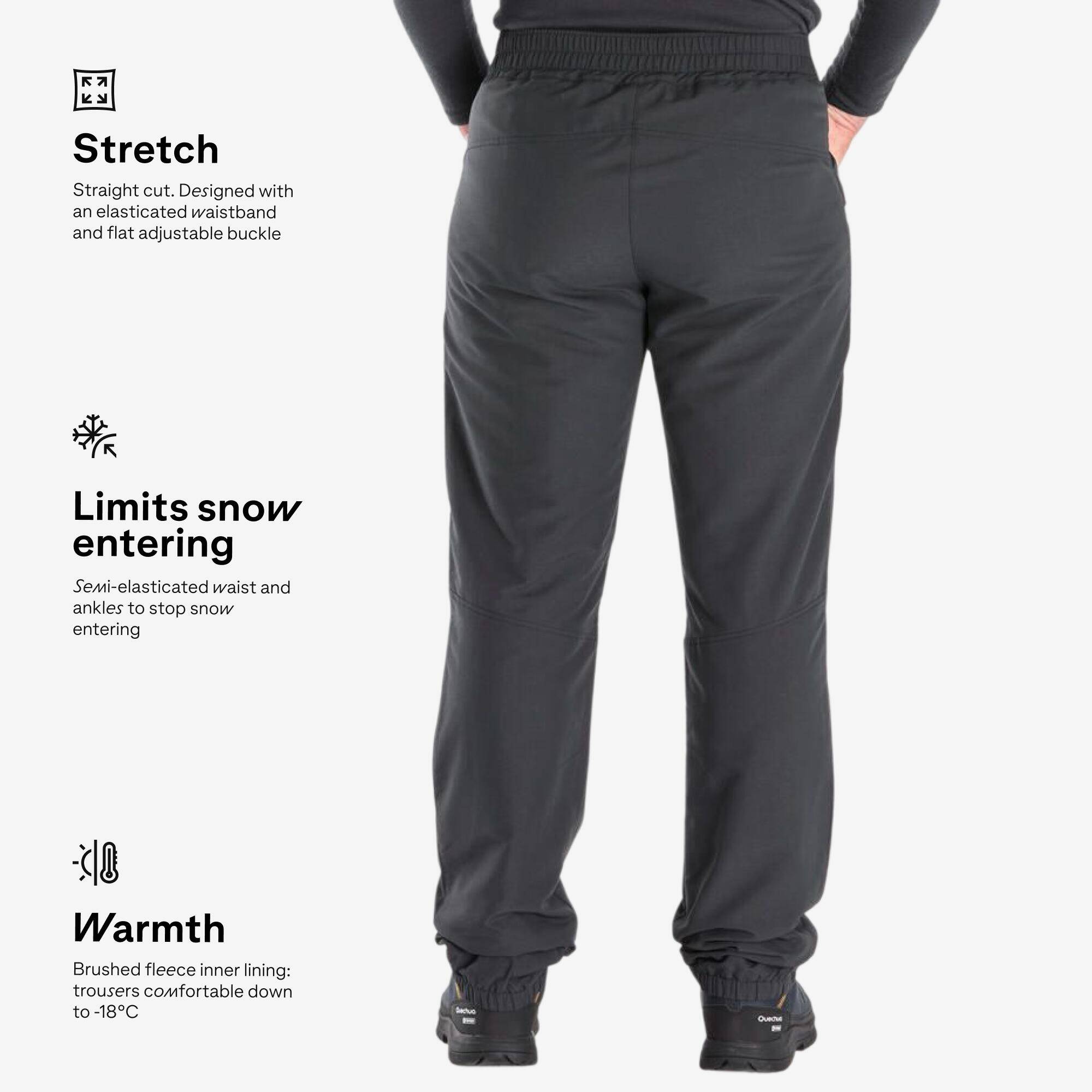 Men Warm Water-repellent Hiking Trousers  SH100 - Grey -  2