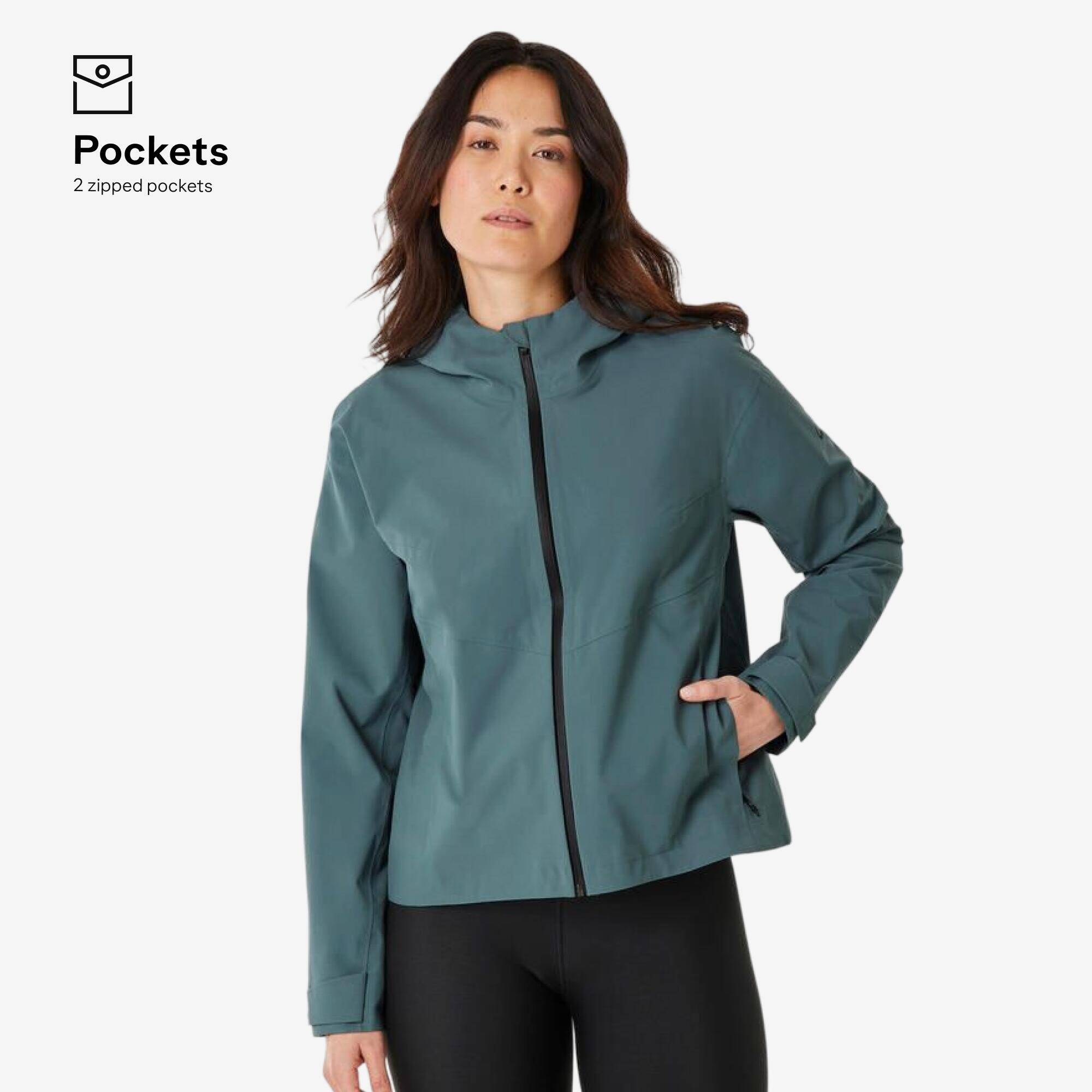 Women’s waterproof hiking jacket, MH100 - Green -  2