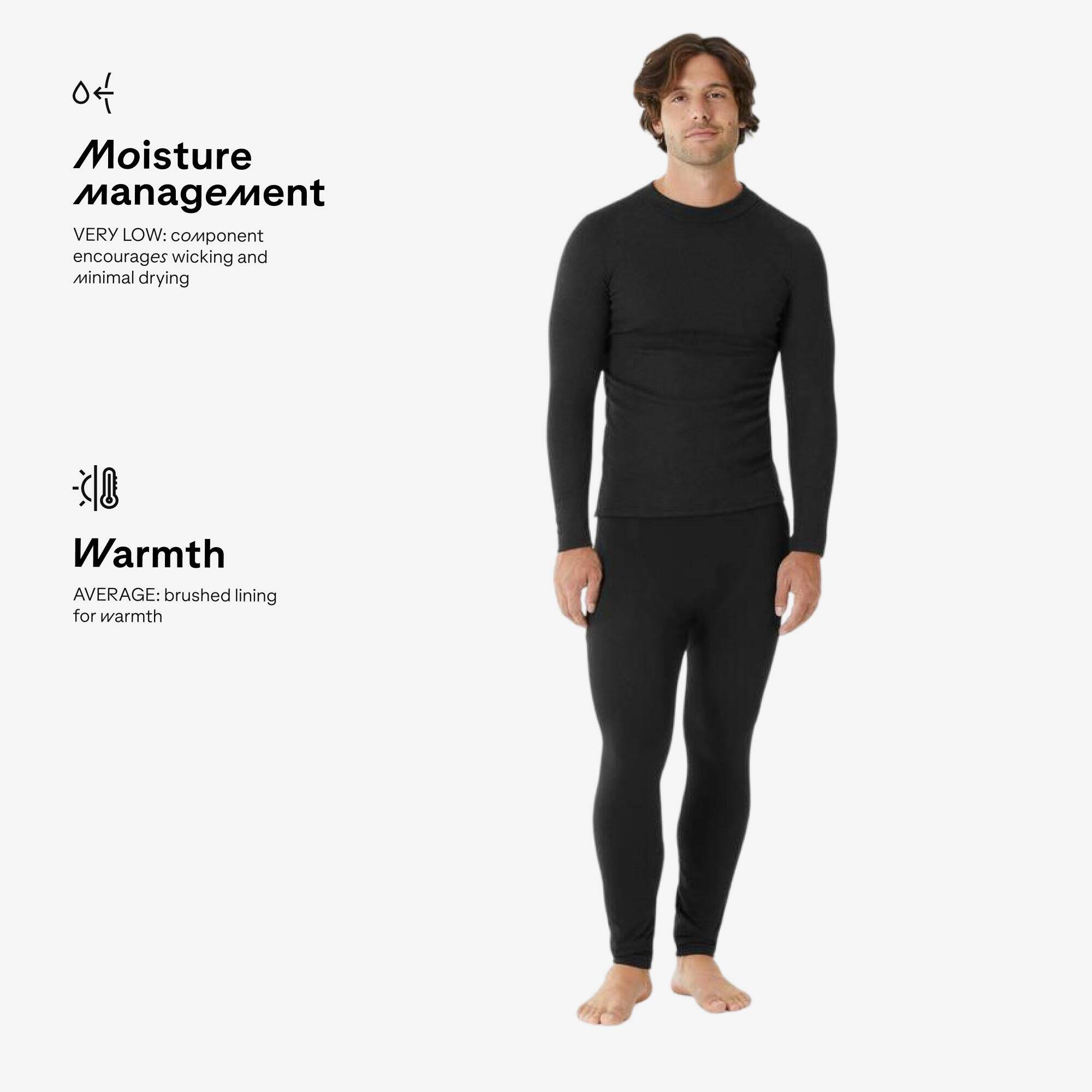 Men Thermal Top for Skiing - BL100 Black -  3