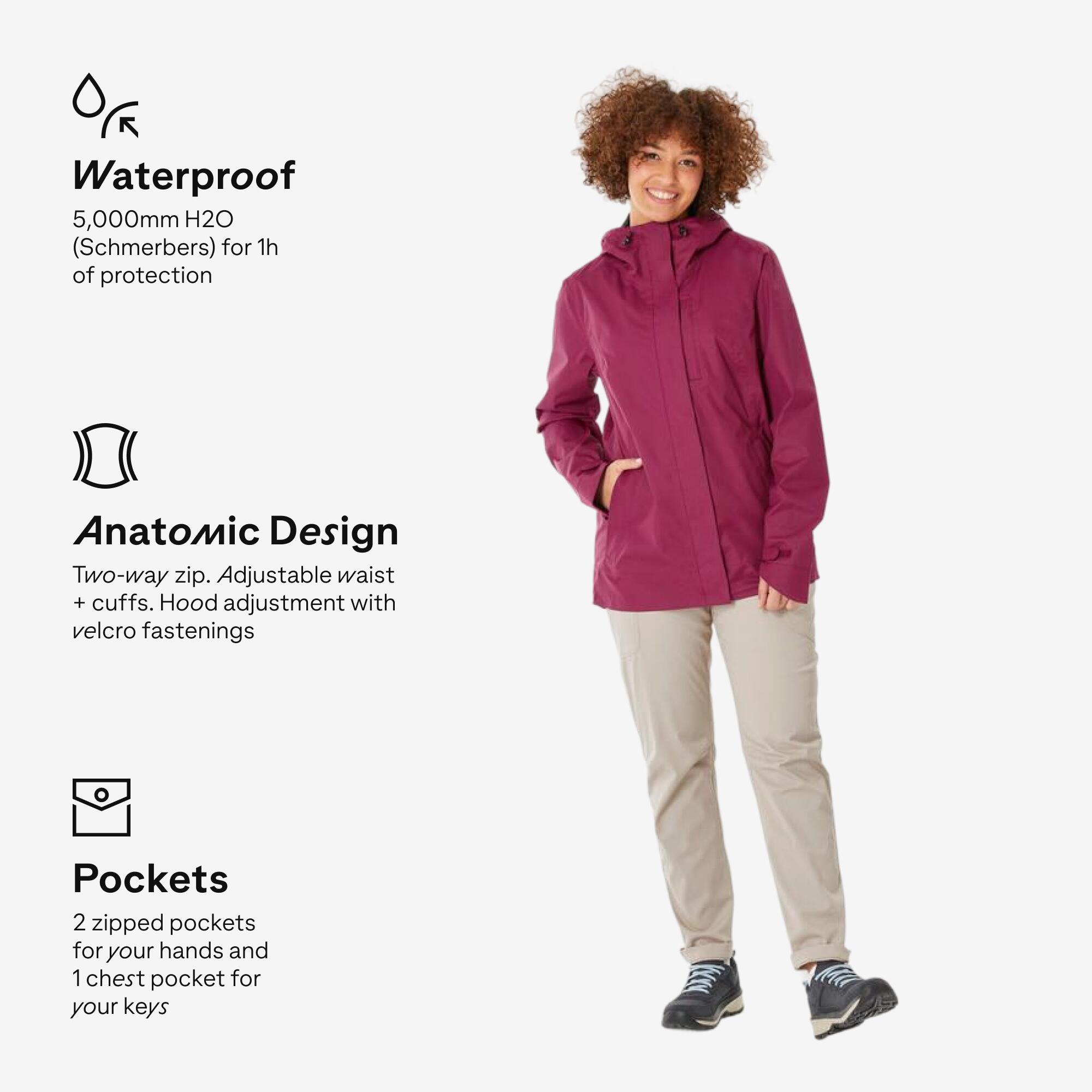 Women's Hiking Waterproof Jacket NH500 - Purple