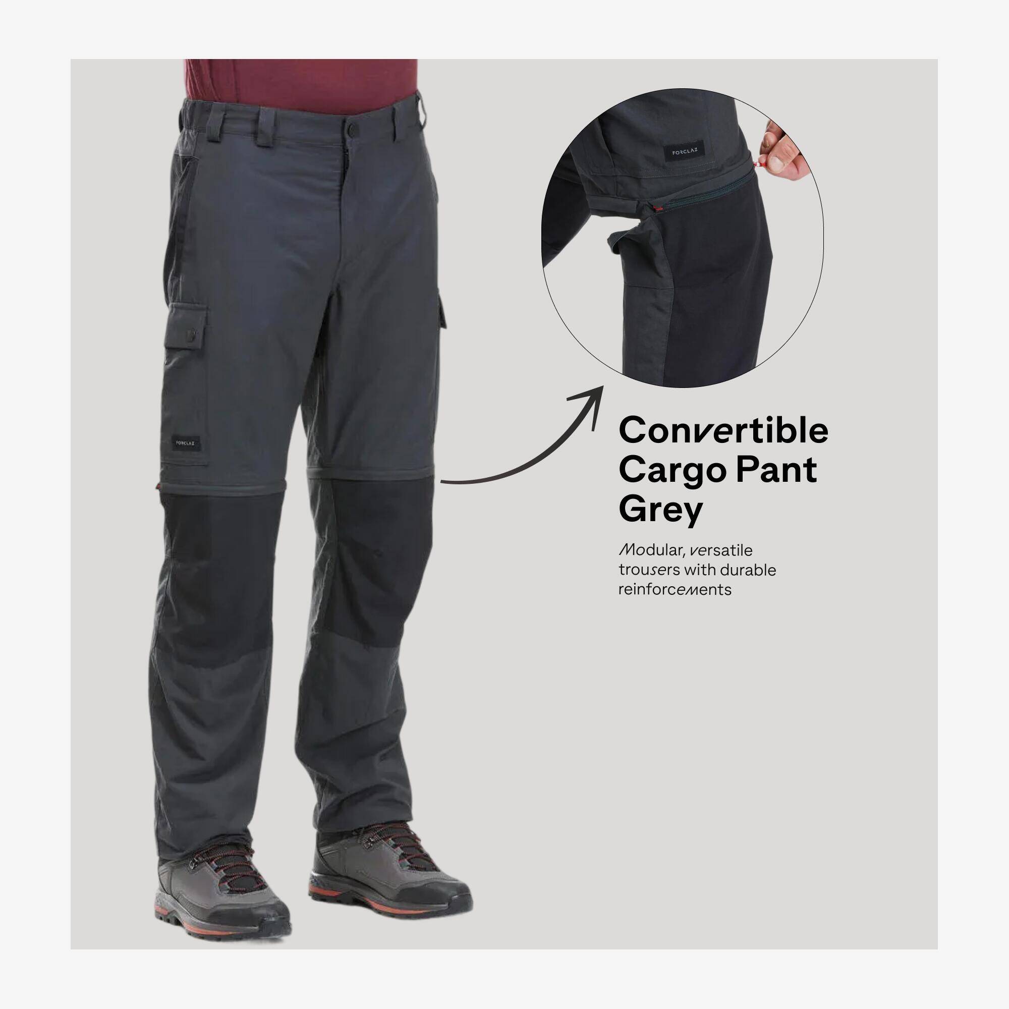 Men Zip-Off Convertible Dry Fit Cargo Pant Grey - MT100 -  4