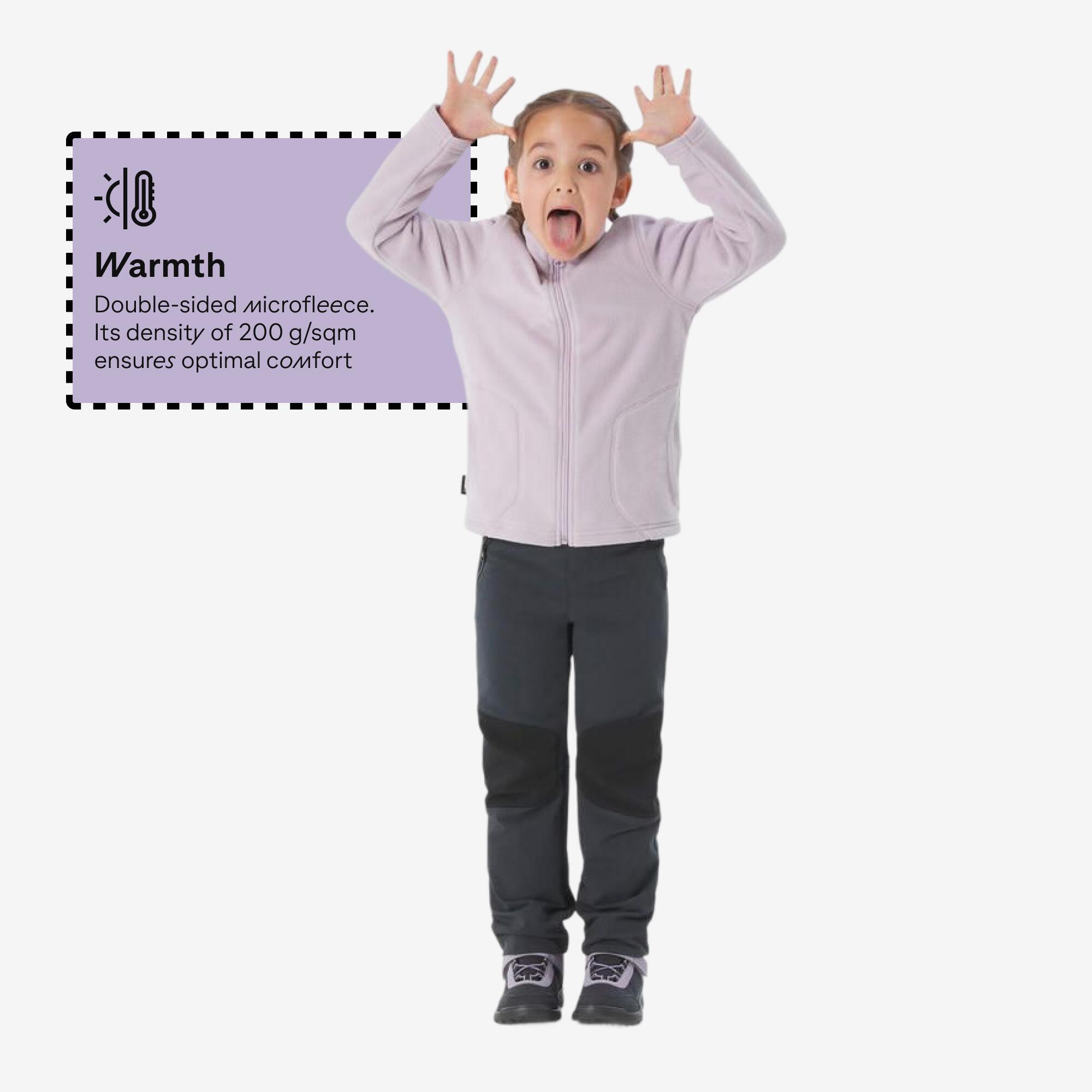 Kids’ hiking fleece jacket, 2-6 years, MH100 Zip - Lilac