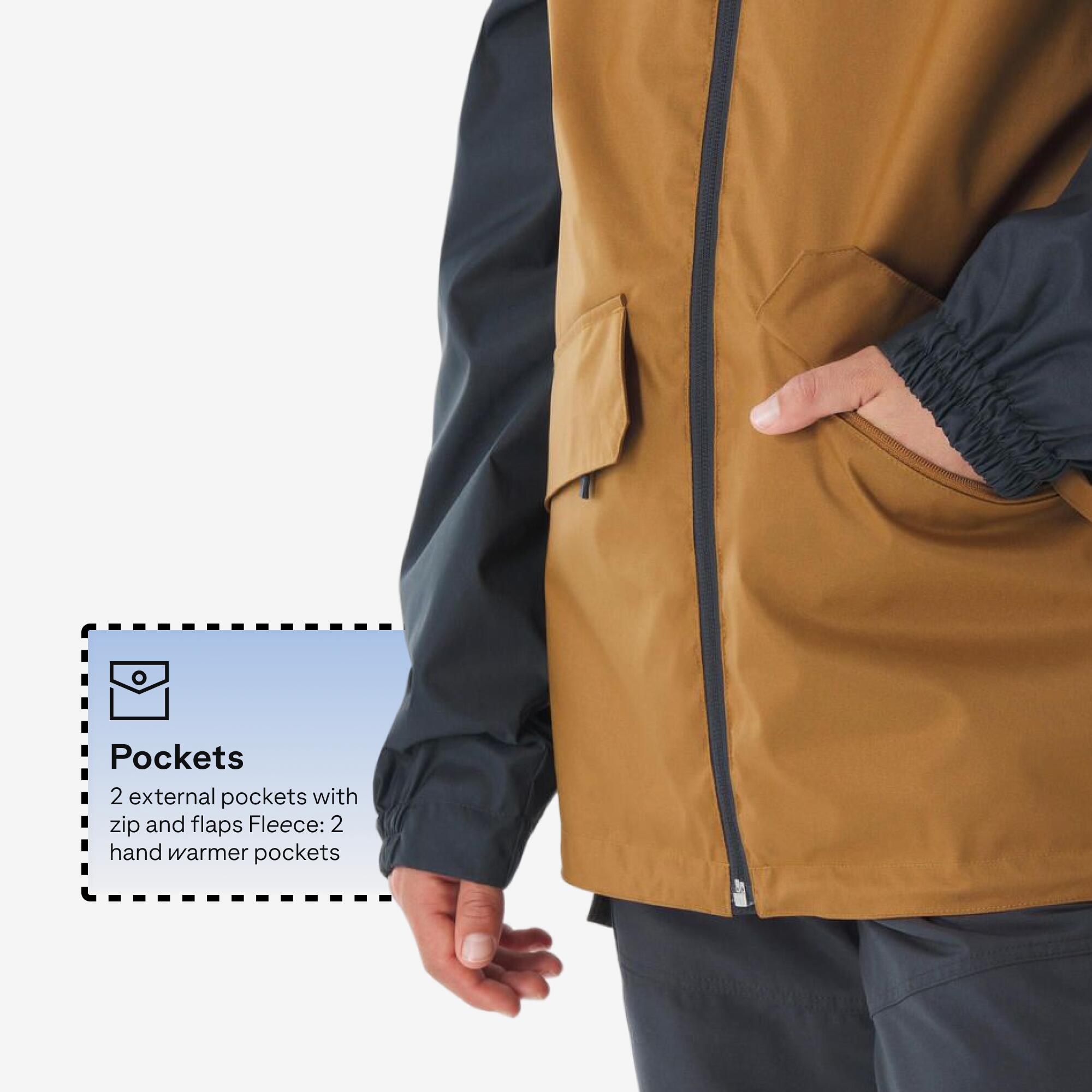 Kids’ 3-in-1 Hiking Jacket MH100, 7-15 years - Brown and Grey