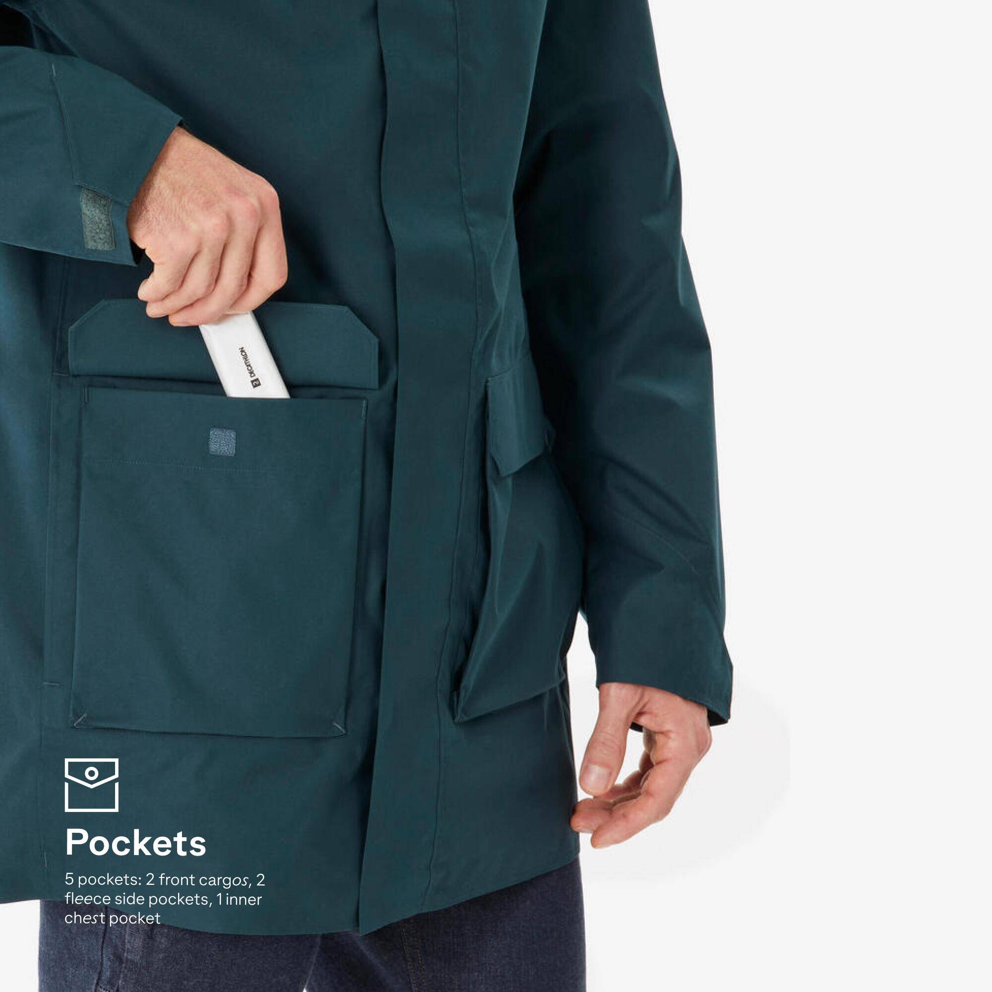 Men’s waterproof hiking jacket, NH500 - Long Green -  4