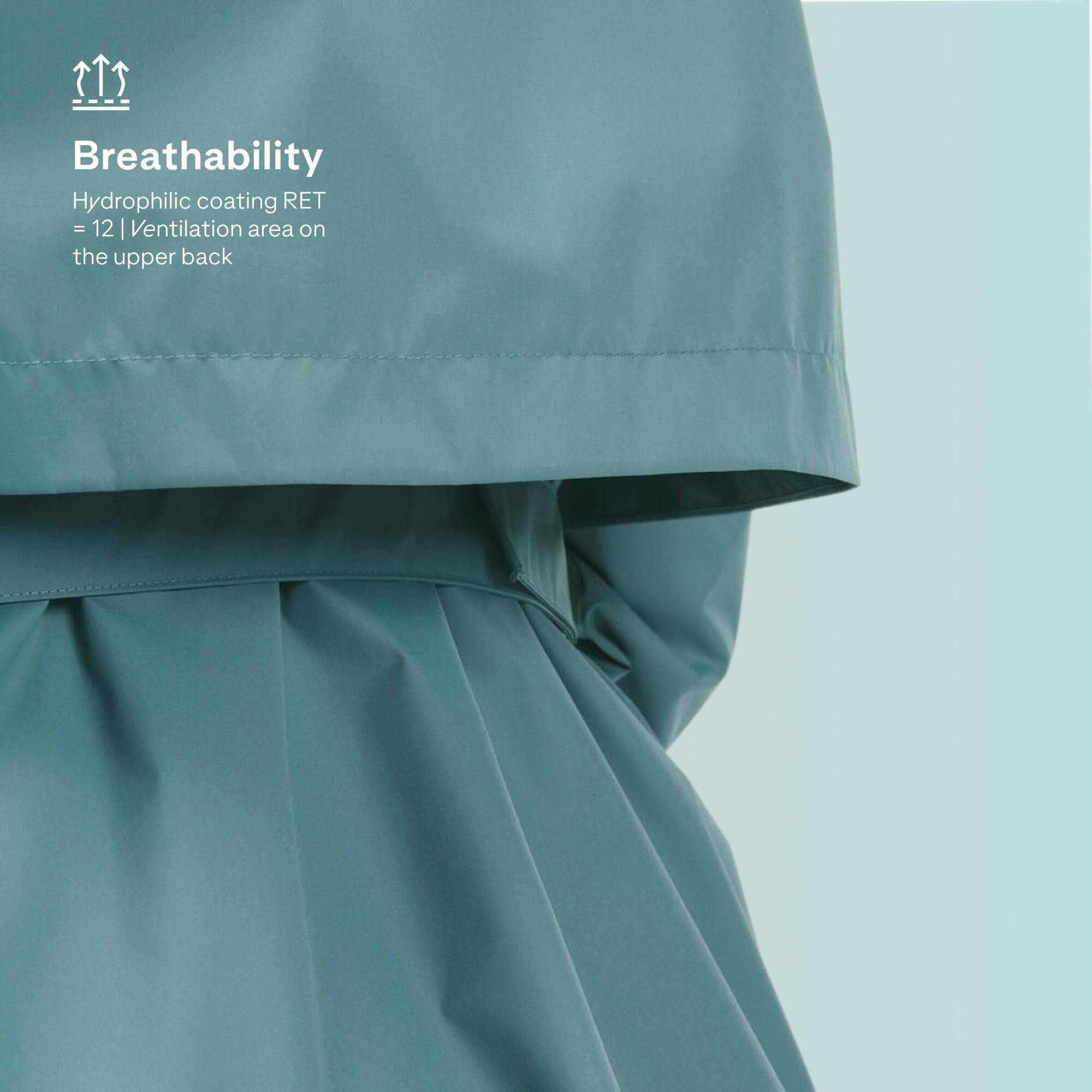 Women’s waterproof hiking jacket, Raincut Long - Green -  3