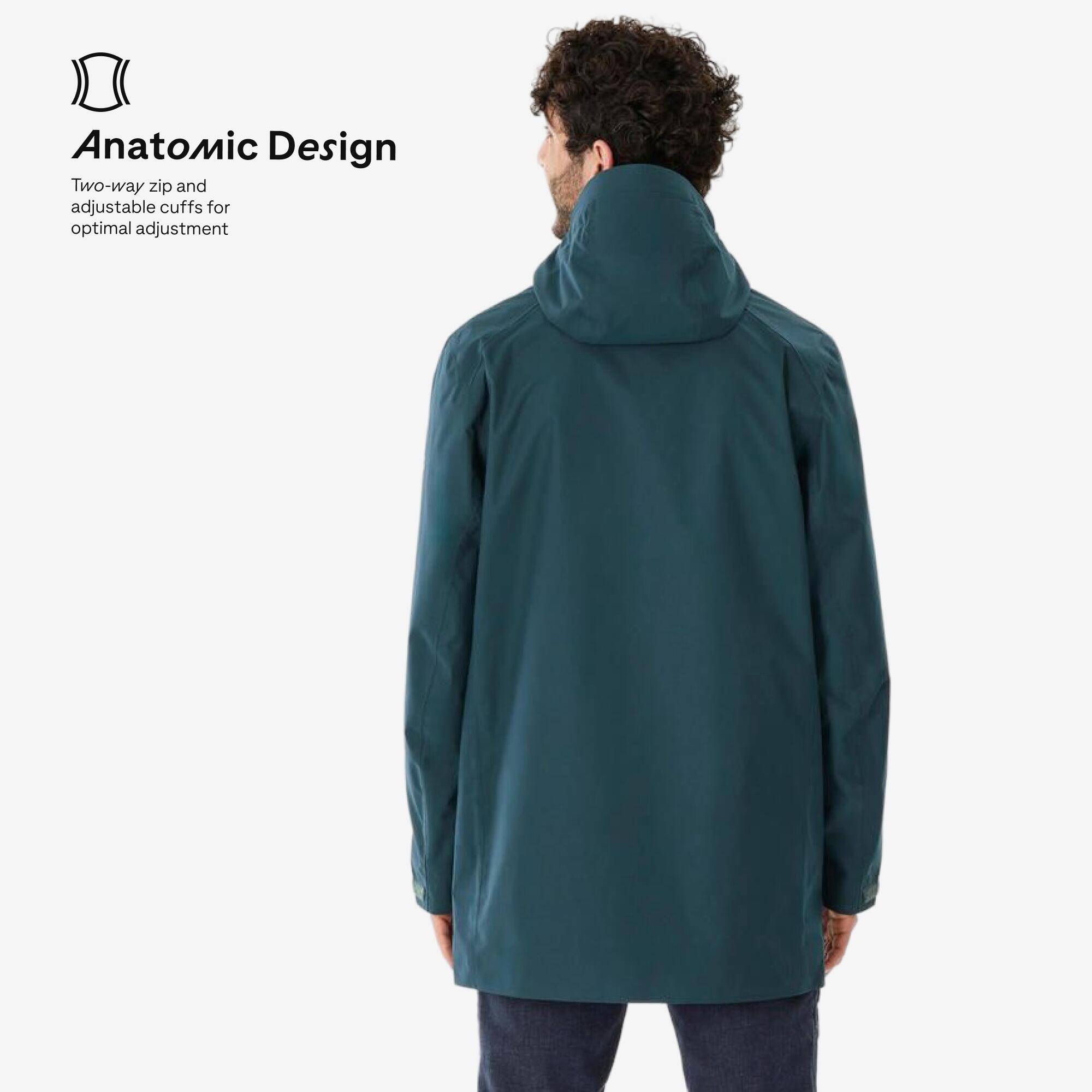 Men’s waterproof hiking jacket, NH500 - Long Green -  3