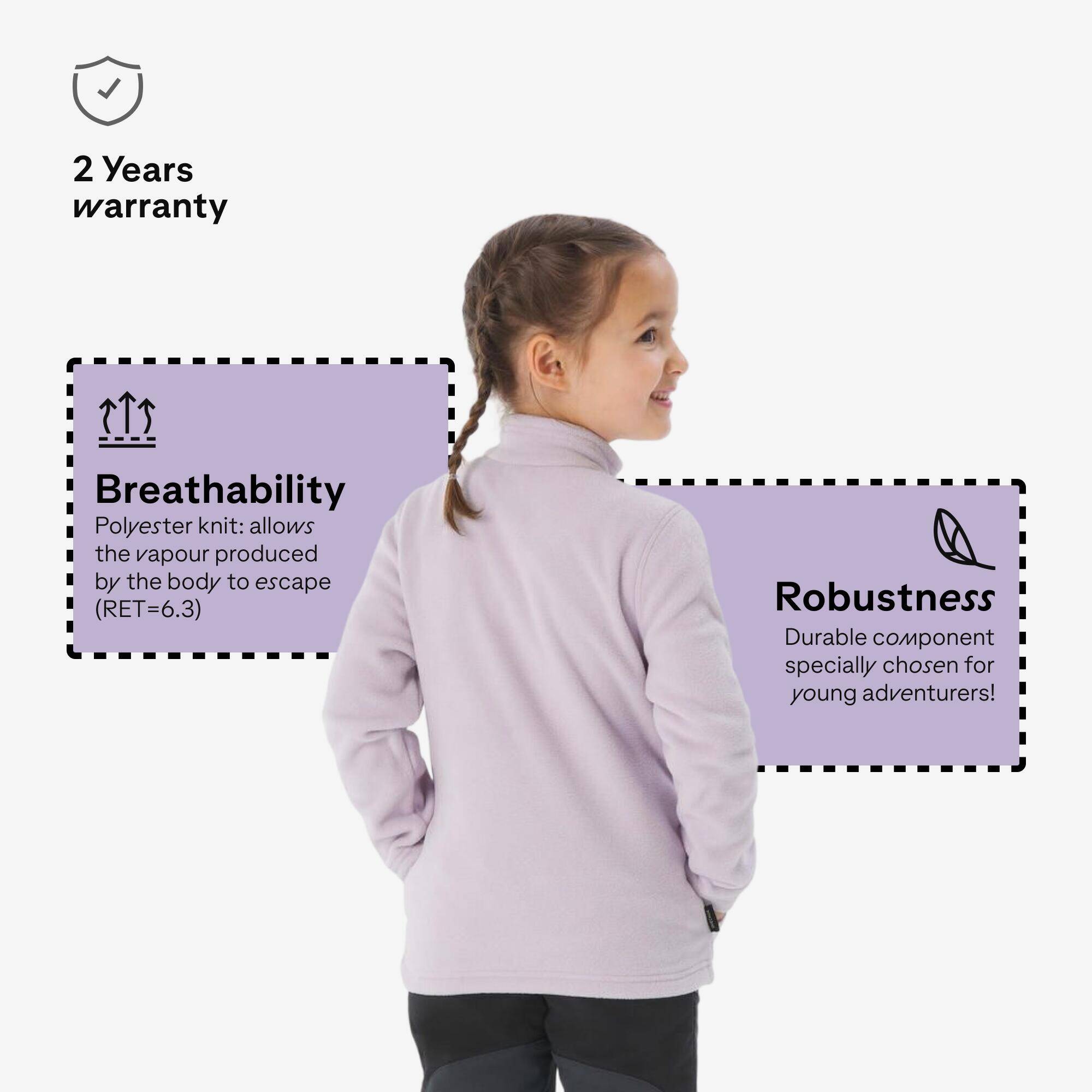 Kids’ Hiking Fleece Jacket MH100 - 2-6 years - Zip - Steel Blue -  3