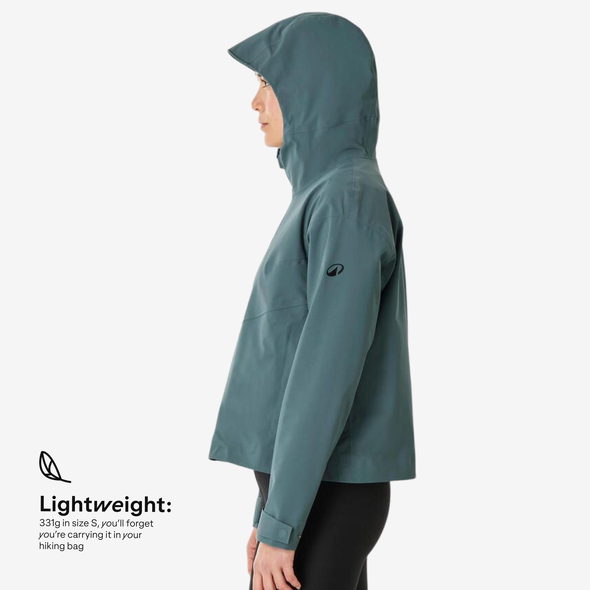 Women’s waterproof hiking jacket, MH100 - Green