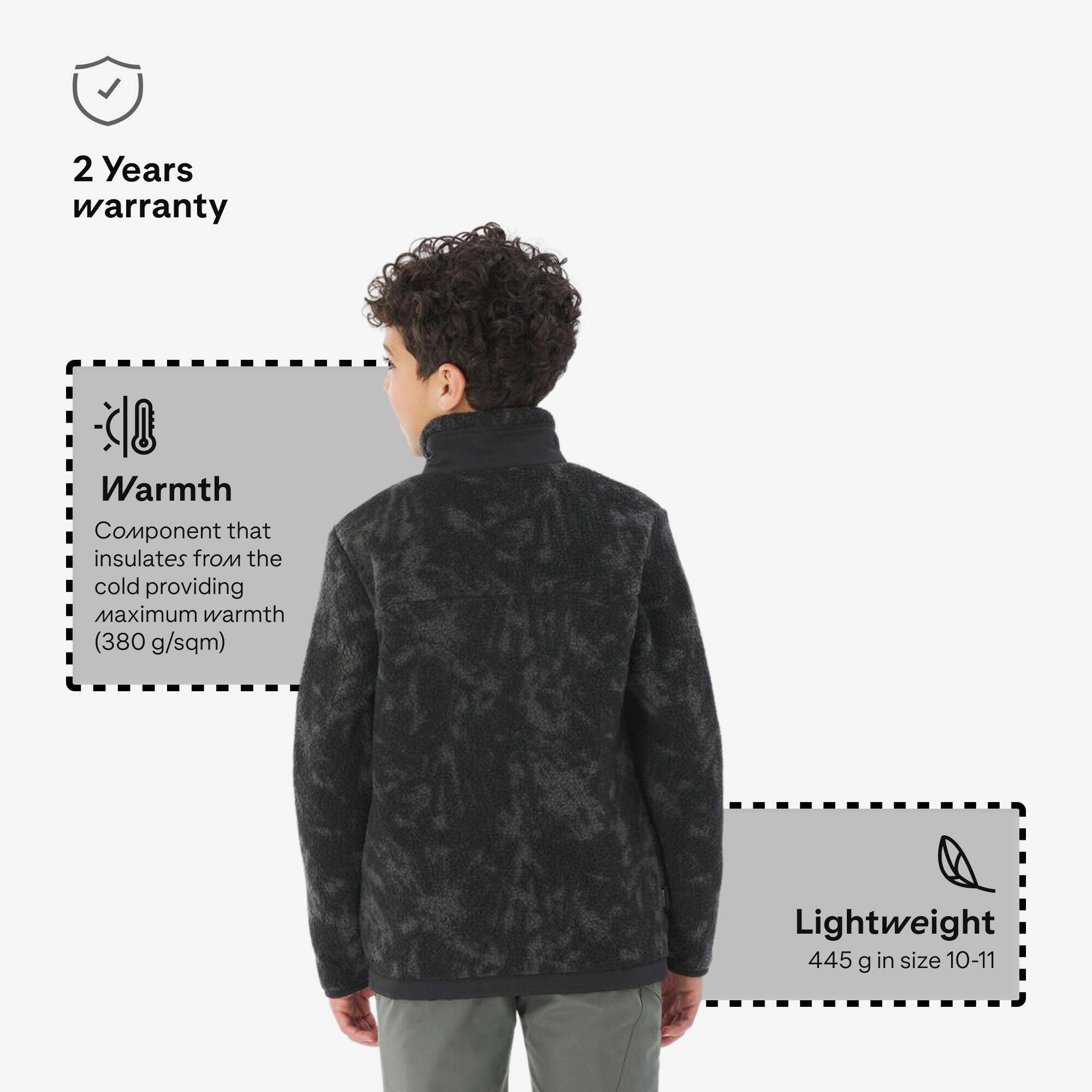 Kids’ warm fleece jacket, 7-15 year-olds, NH900 - Camo Black -  2