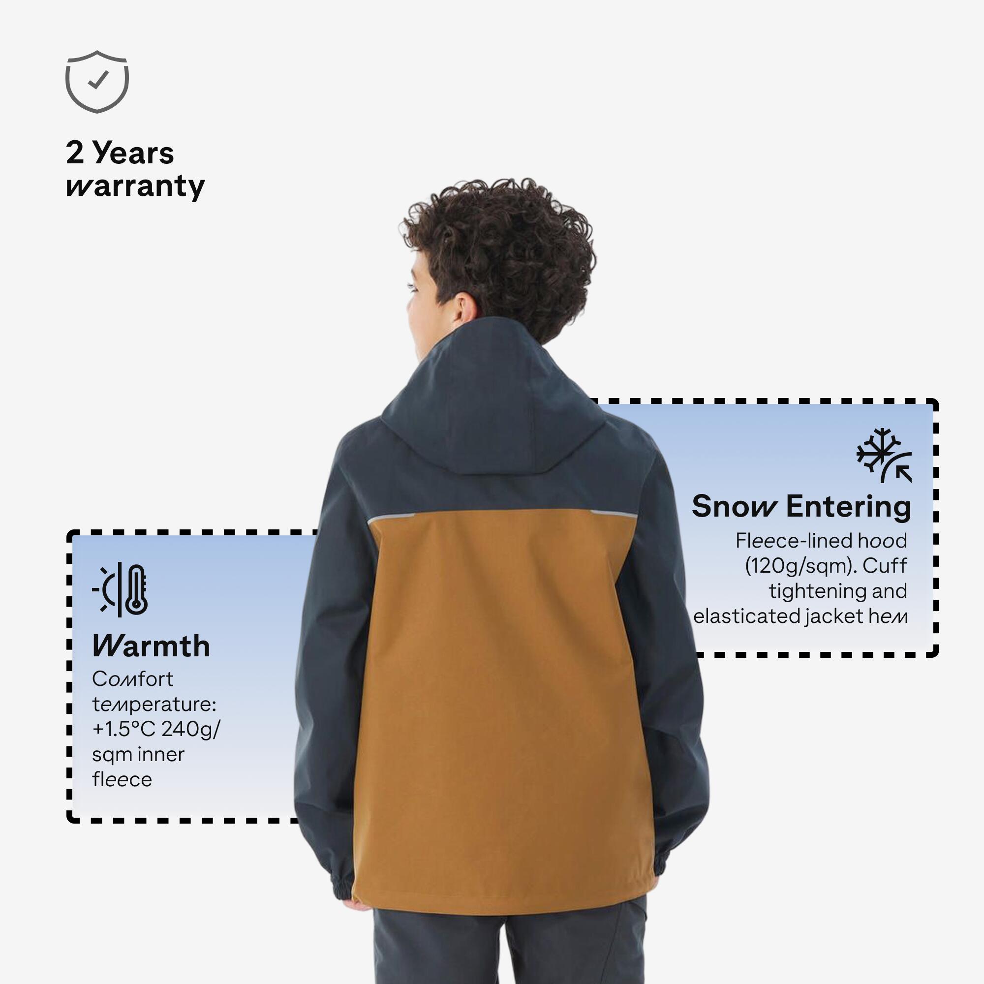 Kids’ 3-in-1 Hiking Jacket MH100, 7-15 years - Brown and Grey