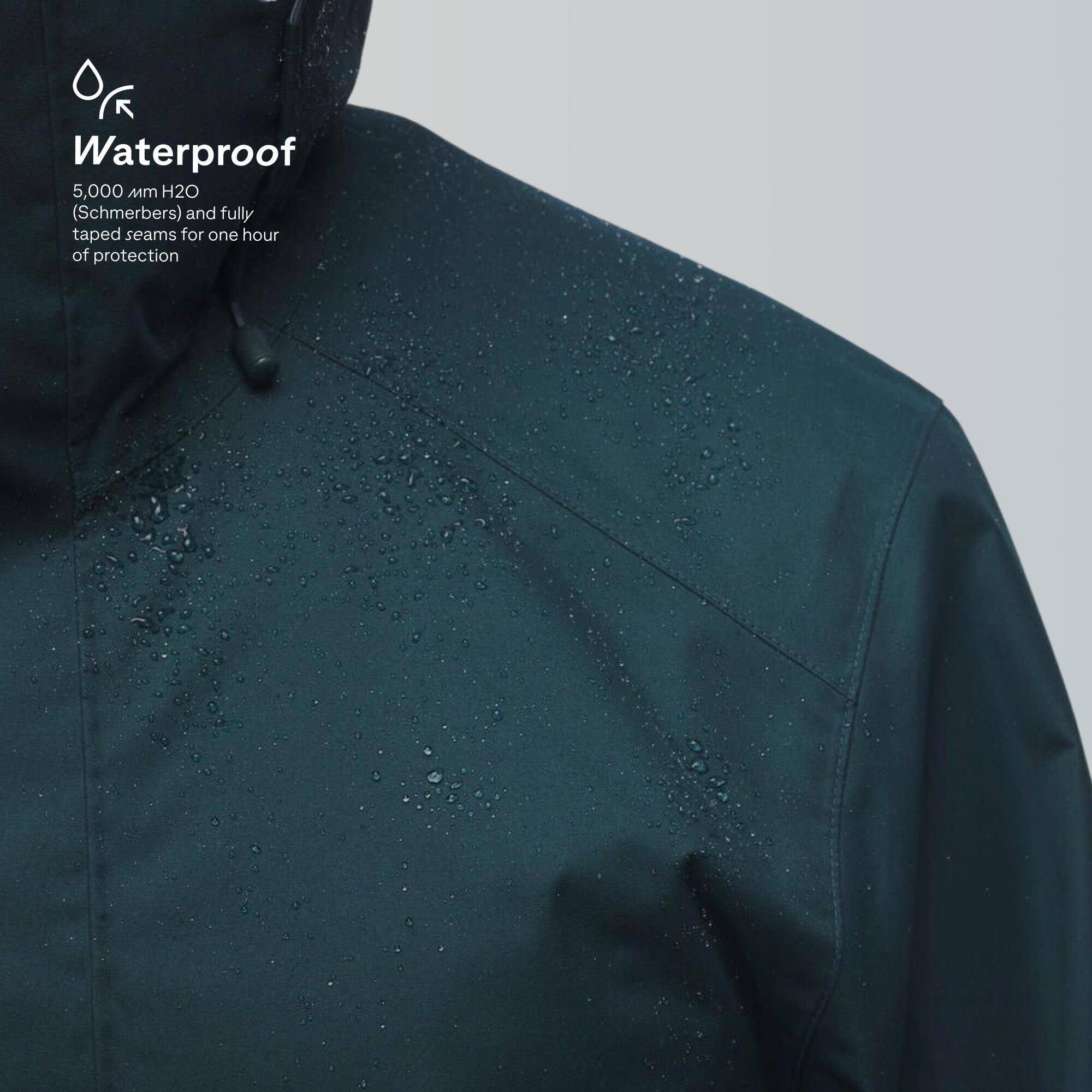 Men’s waterproof hiking jacket, NH500 - Long Green -  5