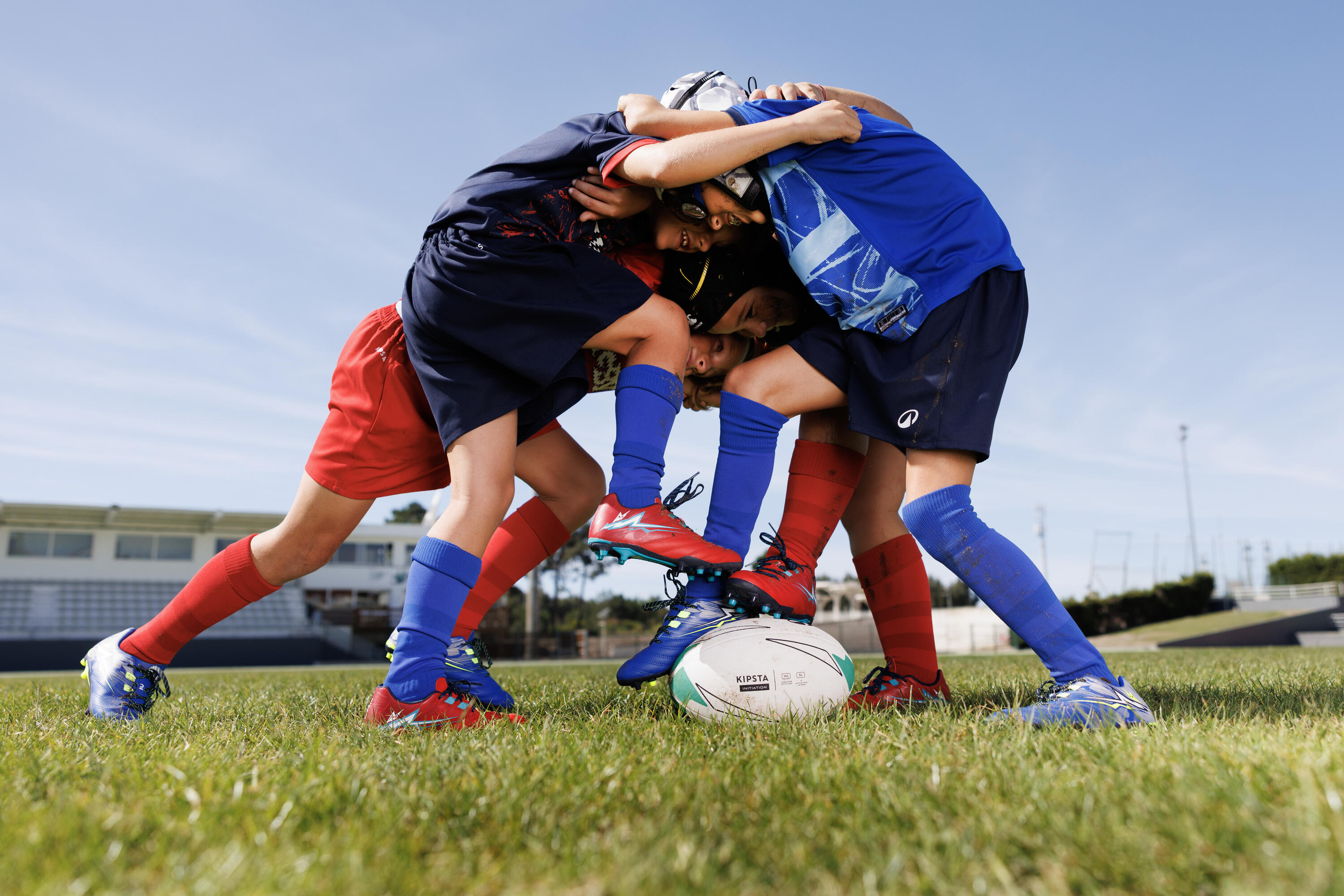 Rugbyshirt Kid Club voor kinderen blauw/rood 7/7