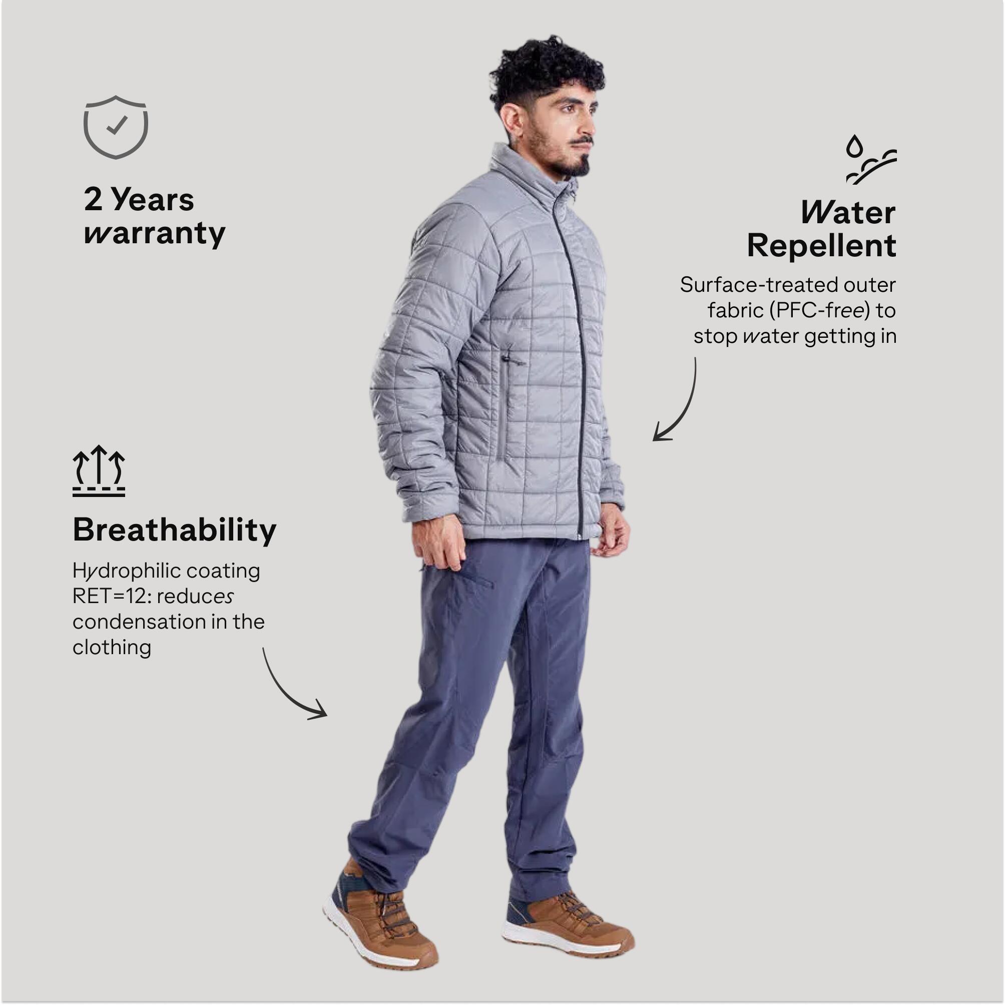 Men Lightweight Packable Padded Jacket - MT100 -5°C Grey