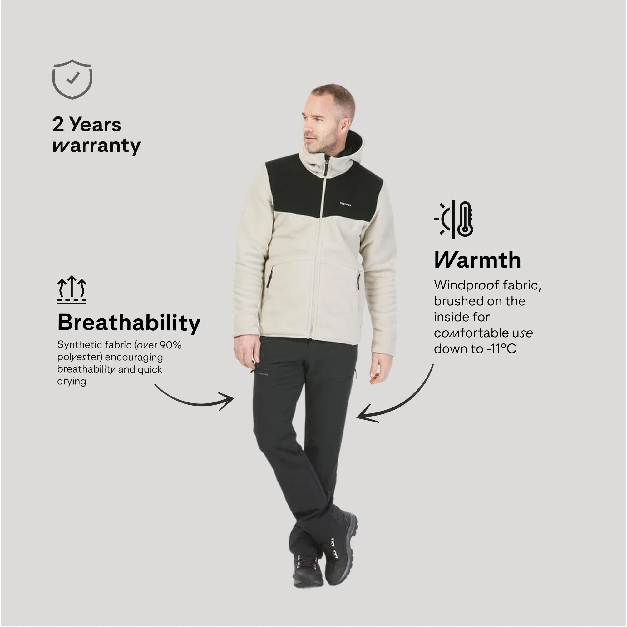 Men’s warm and water-repellent hiking trousers SH500 - Black