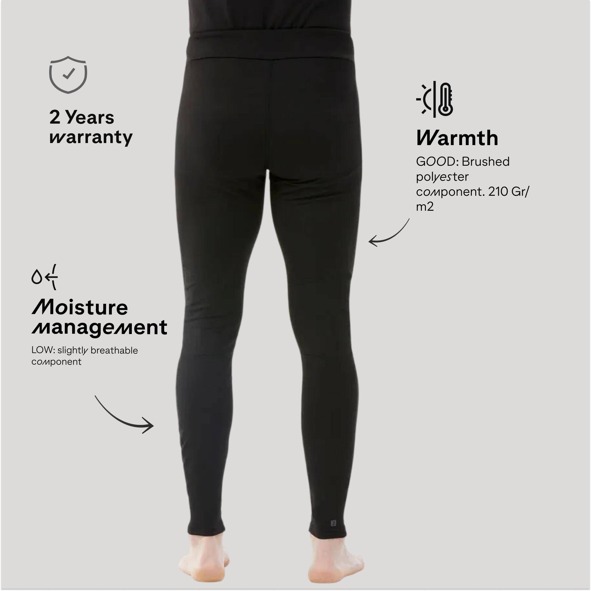 Men Thermal Pant for Skiing - BL500 Black -  5