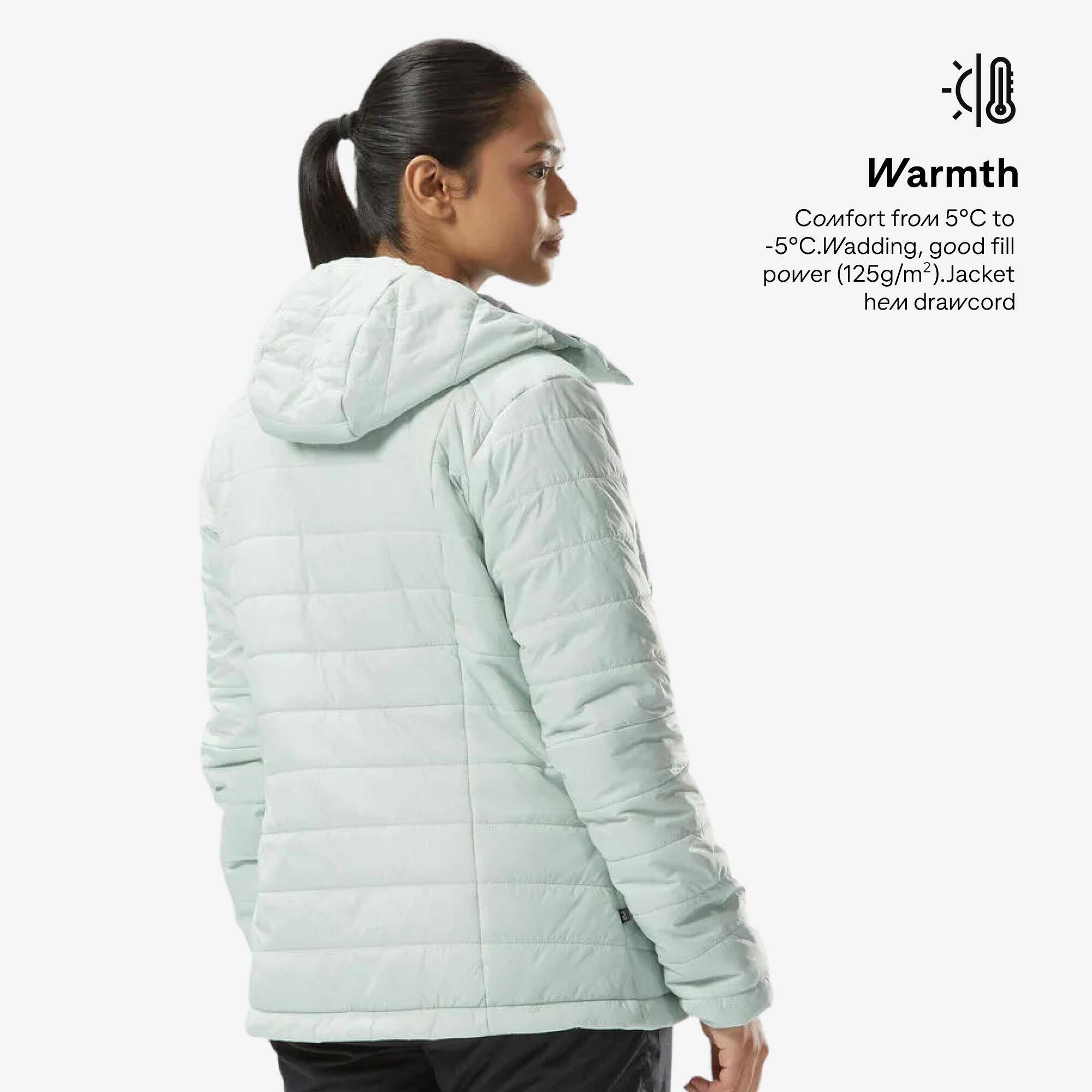 Women Warm Puffer Jacket with hood for mountain trekking- MT100  -5°C -  4