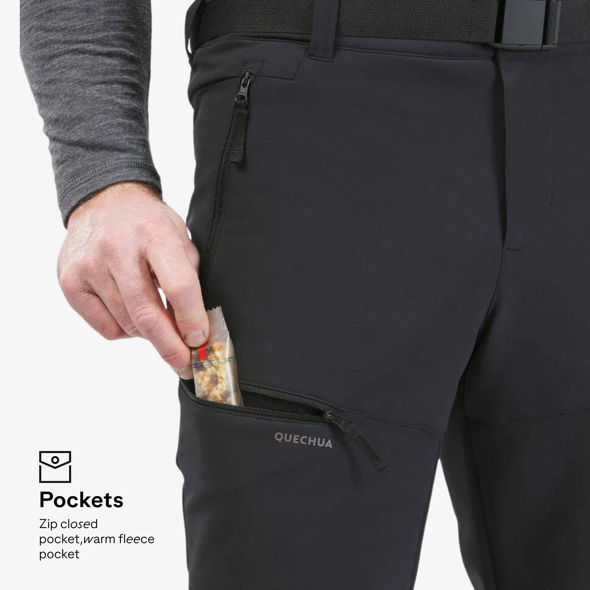 Men’s warm and water-repellent hiking trousers SH500 - Black -  4