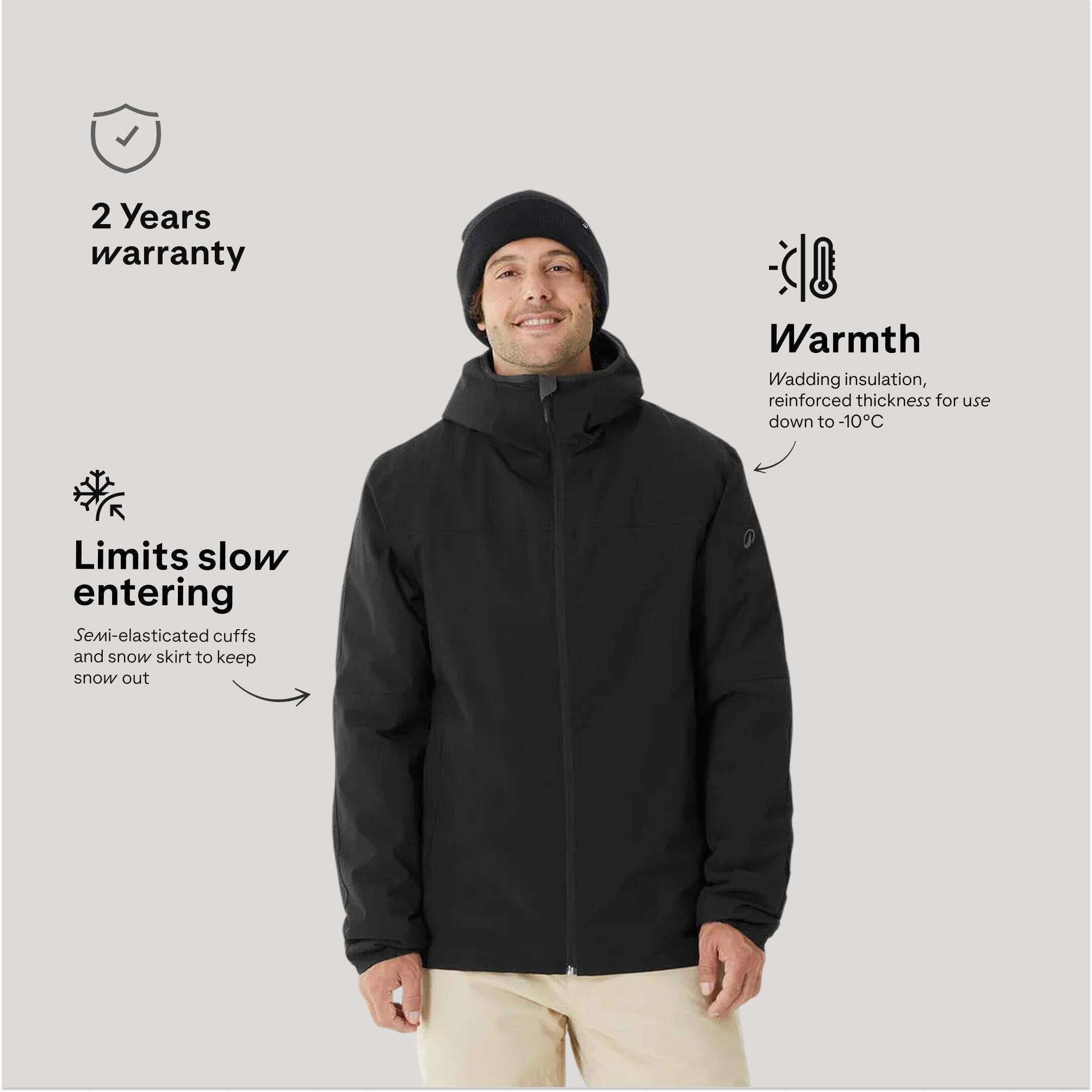Men Winter Jacket for Skiing Black -10°C -  3