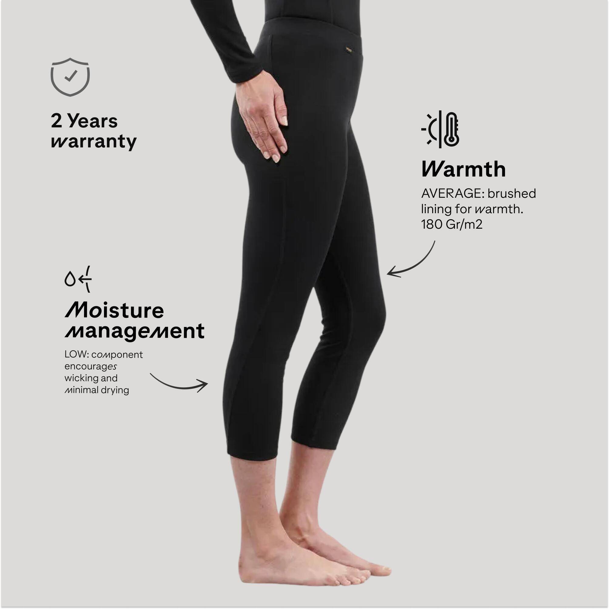 Women Thermal Pant for Skiing - BL100 Black -  3