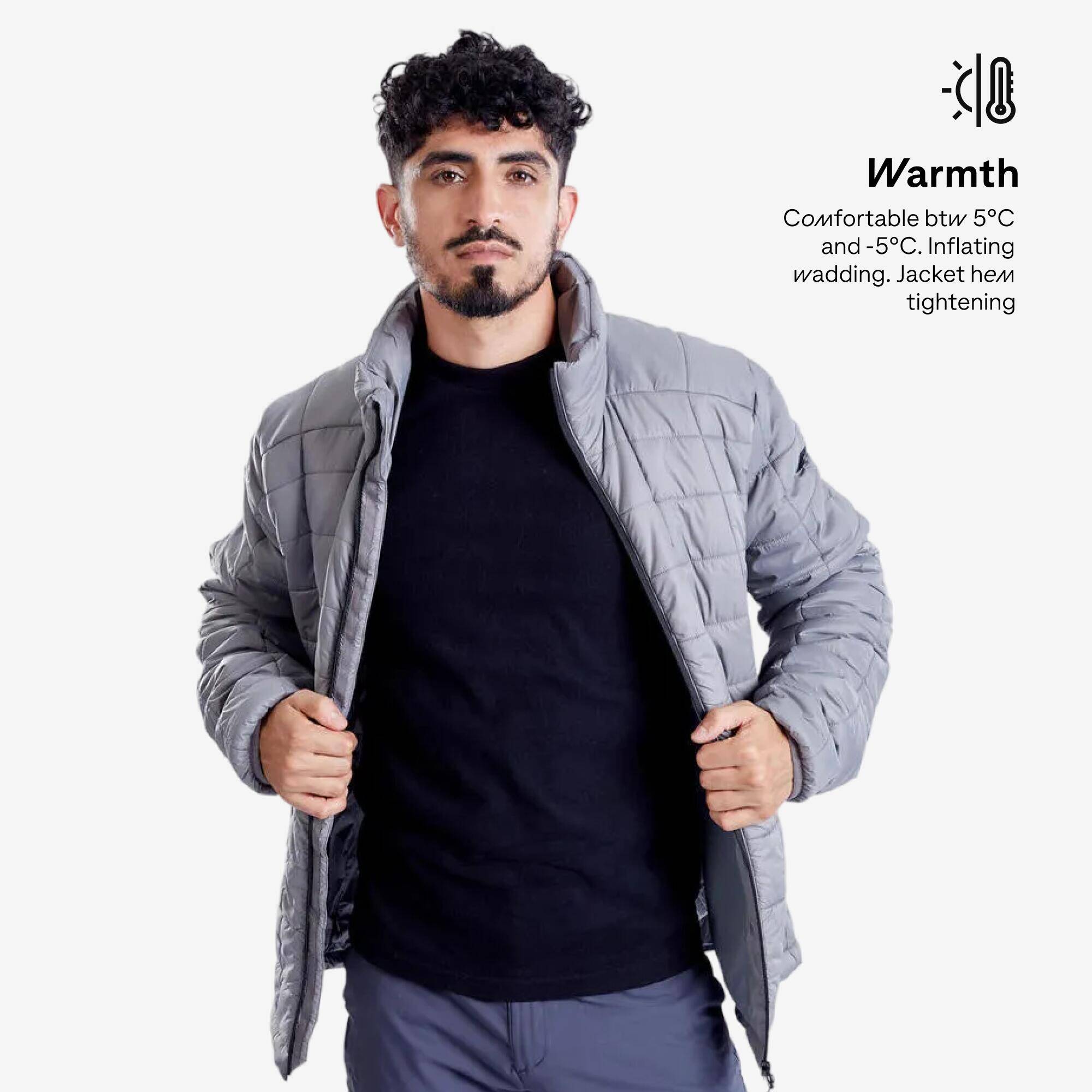 Men Lightweight Packable Padded Jacket - MT100 -5°C Grey -  4