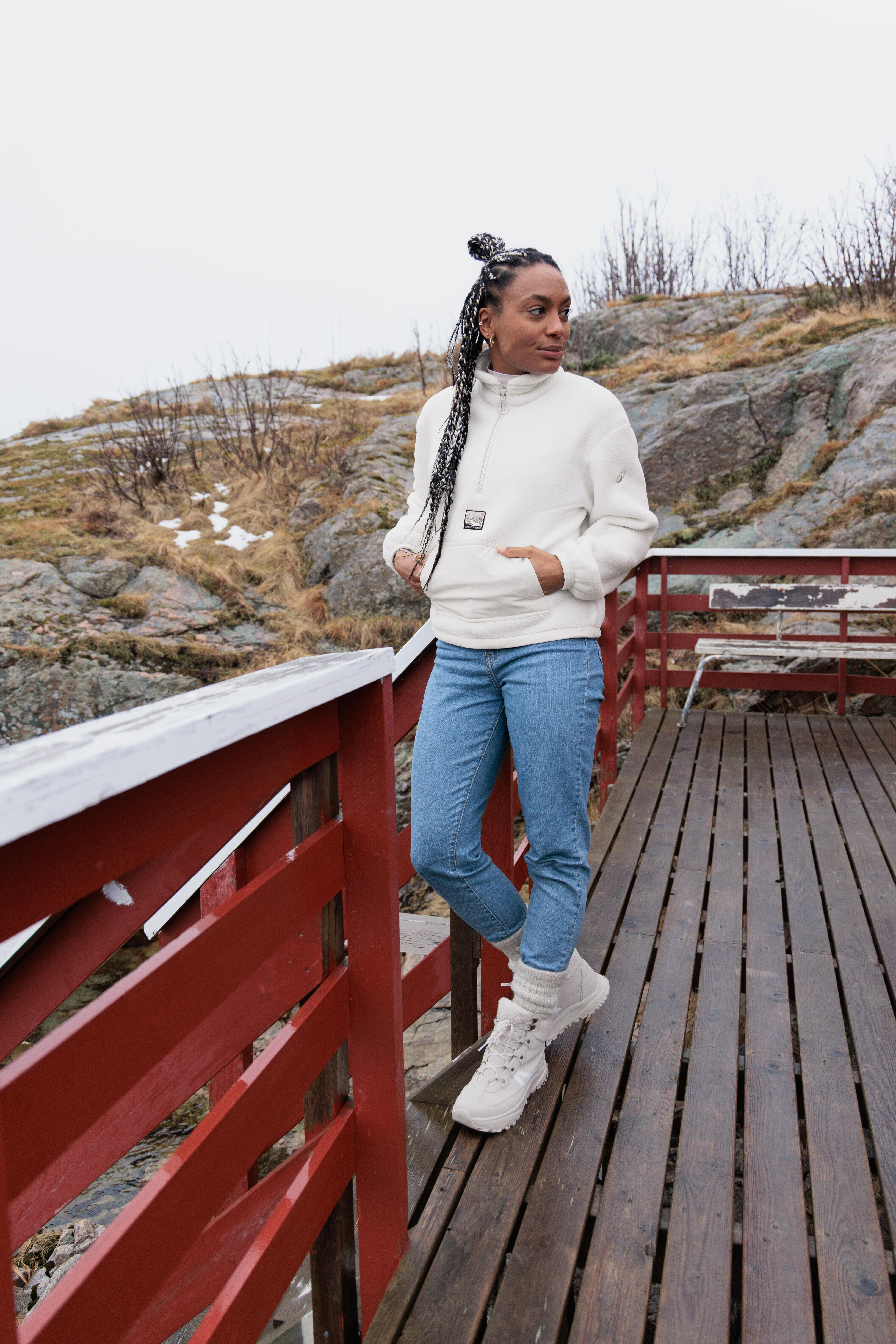 Women's Half-Zip Sherpa Fleece Hiking Sweater, MH 100 - QUECHUA