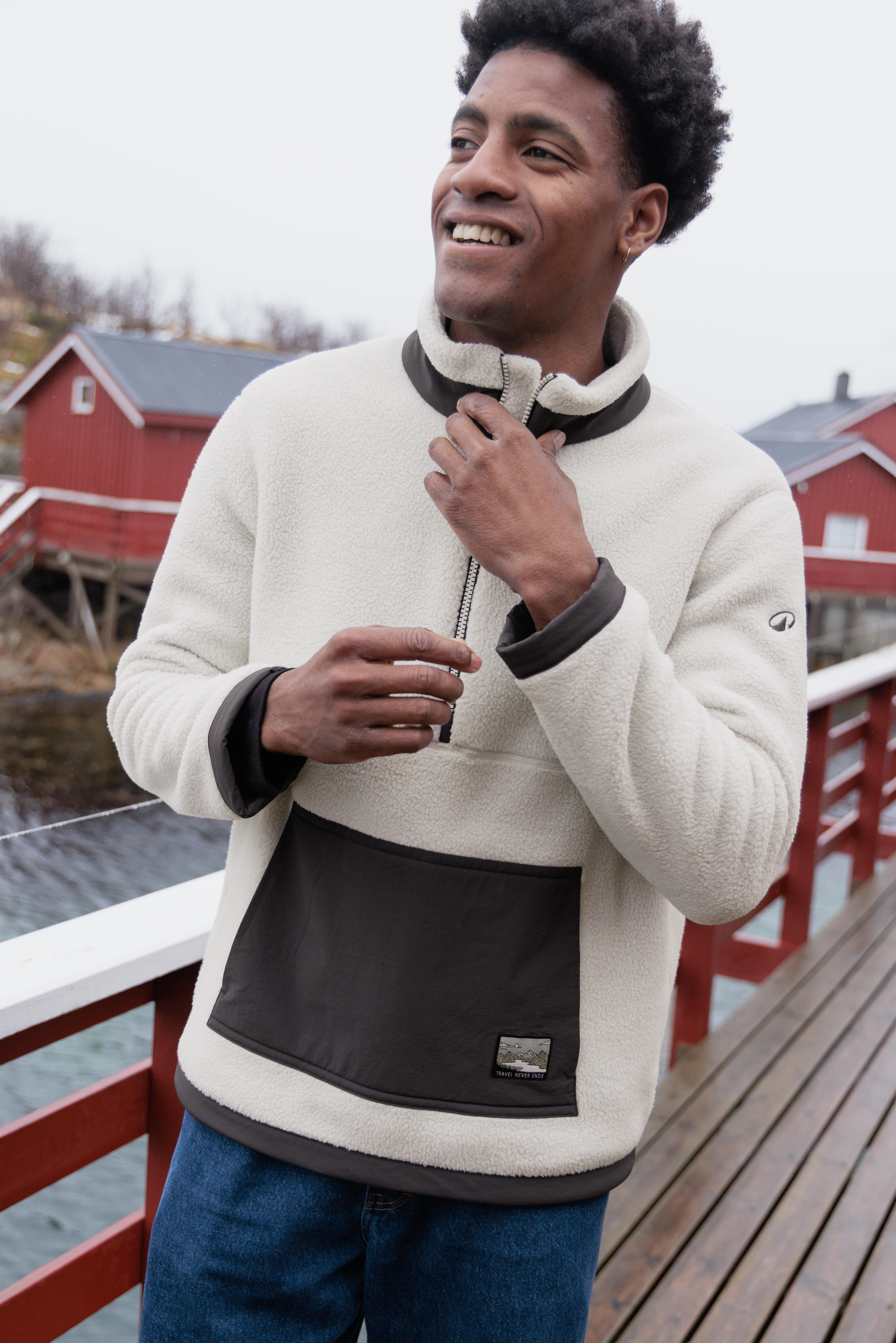 Men’s Half-Zip Sherpa Fleece Hiking Sweater, MH 100 - QUECHUA