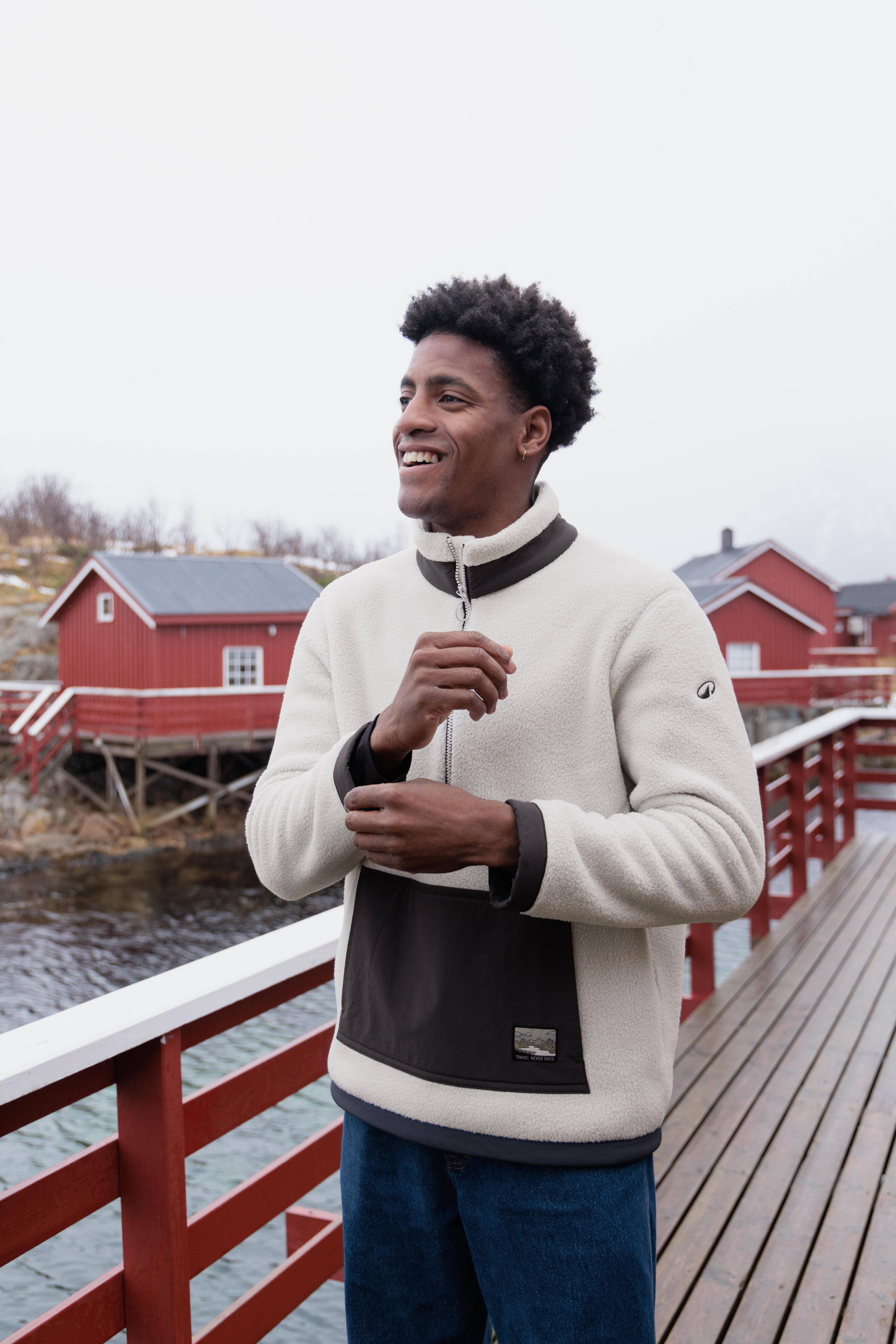 Chandail de randonnée en polaire moutonné à demi-zip homme, MH 100 16/19