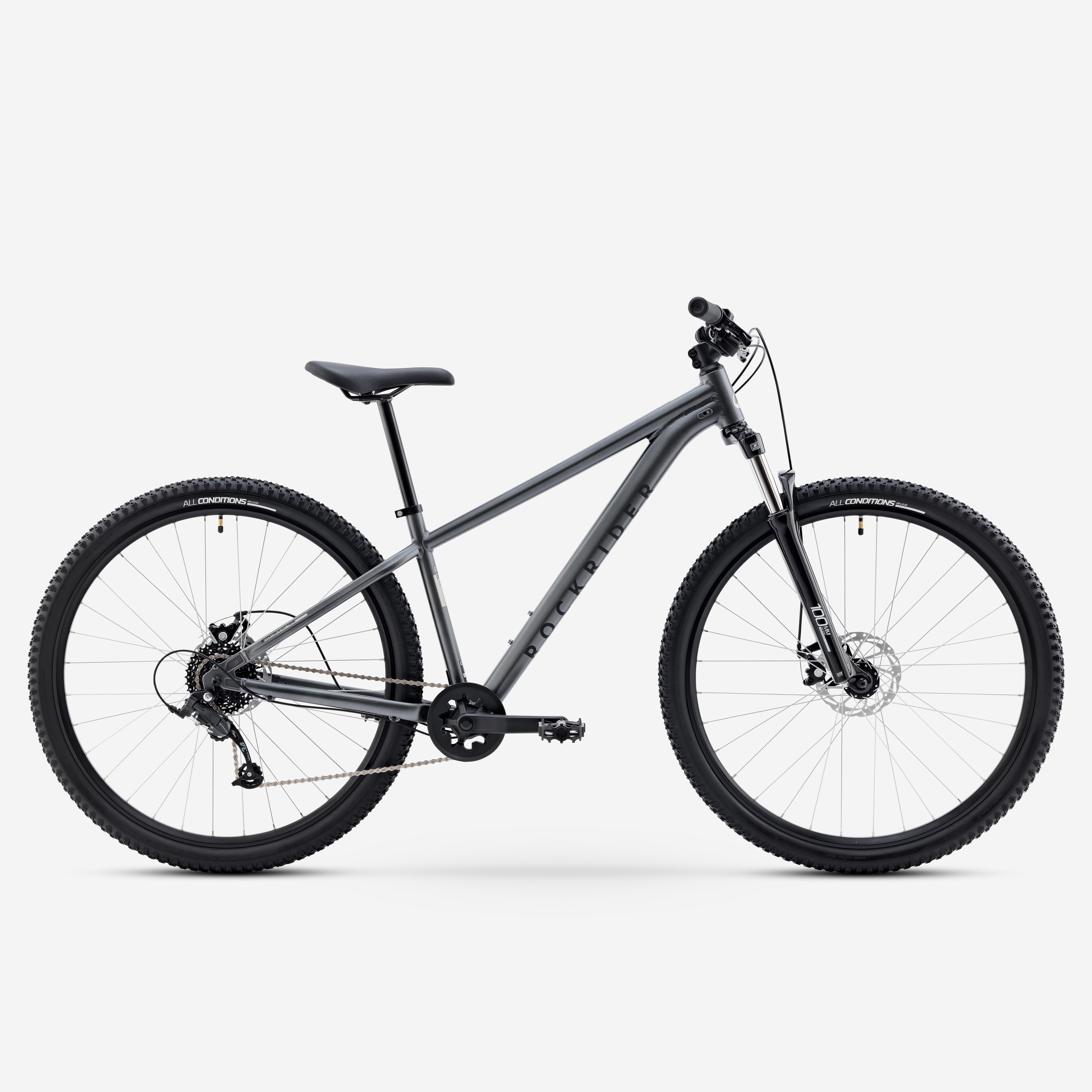 Decathlon UK ROCKRIDER 29" Hardtail Aluminium Frame Touring Mountain Bike - Expl 140 Grey | FREE Click & Collect at Stores and Asda. 365 Days return available.
