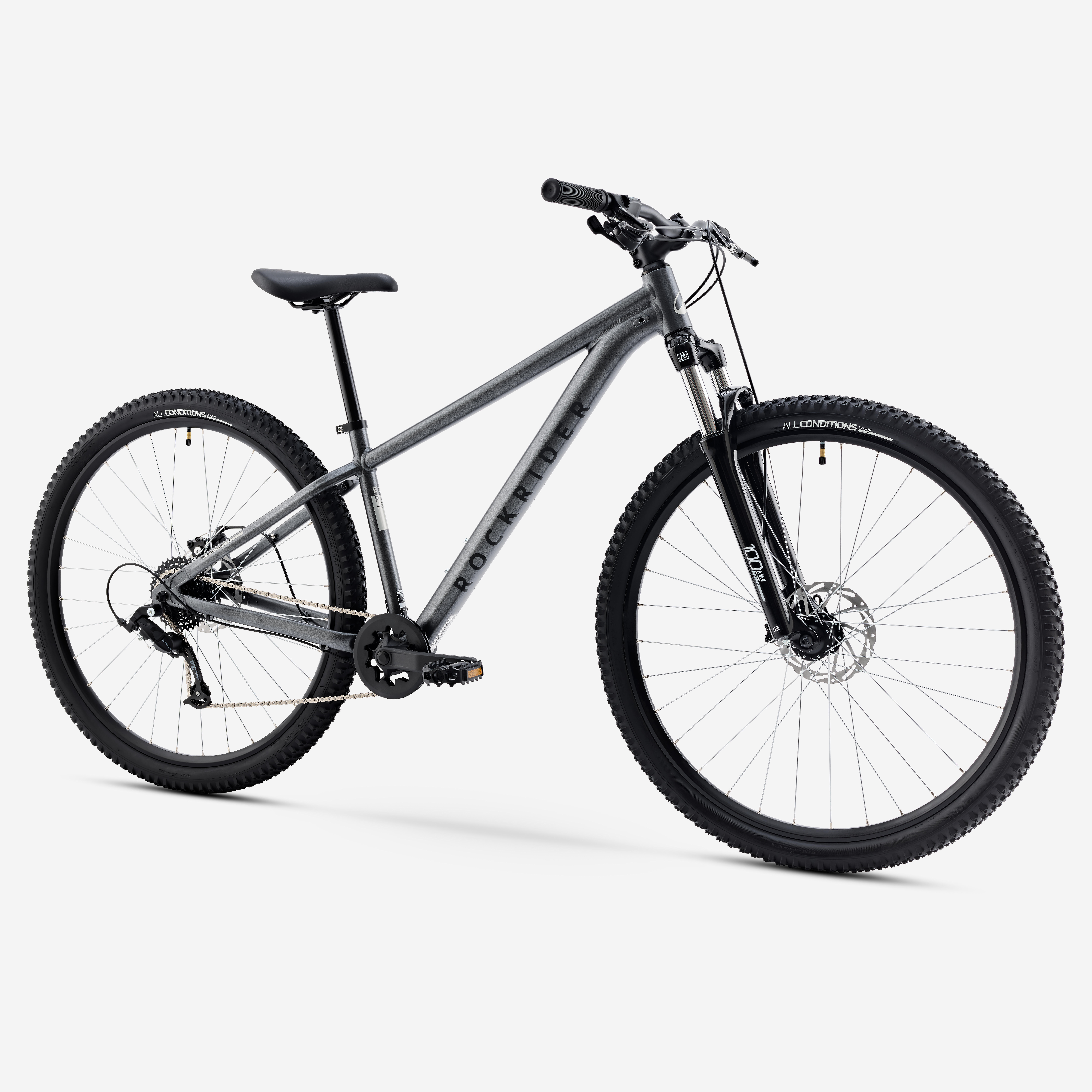 ROCKRIDER Horský bicykel EXPL 100 29" hliníkový rám sivý S (150-164 cm) · záber 3