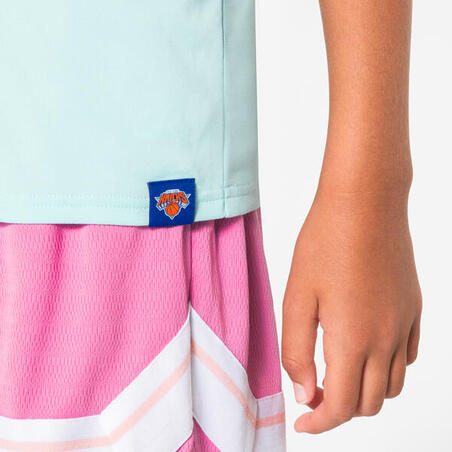 Футболка дитяча 900 для баскетболу NBA Knicks синя/сіра