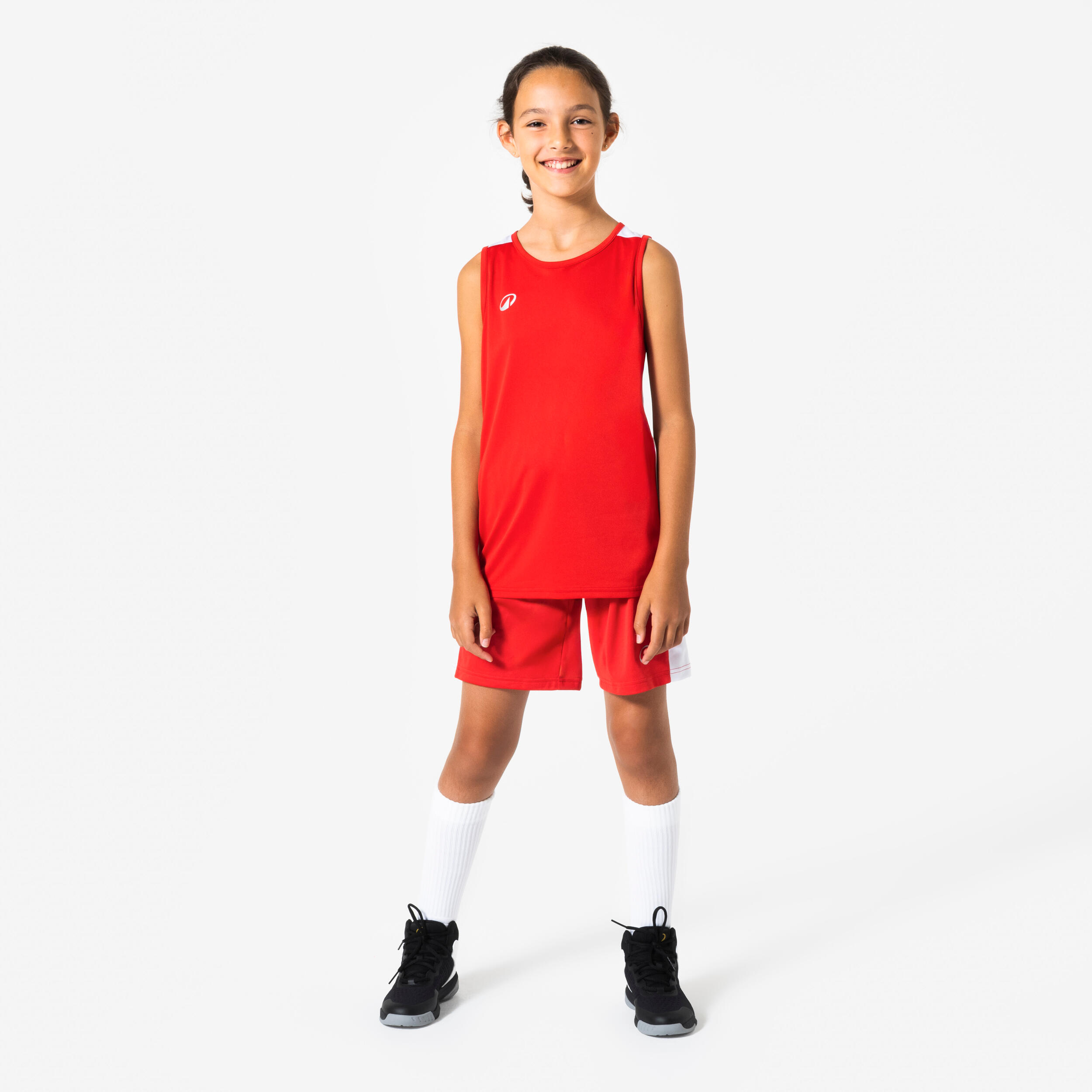 Pantaloncini basket bambino SH100 rossi 6/7