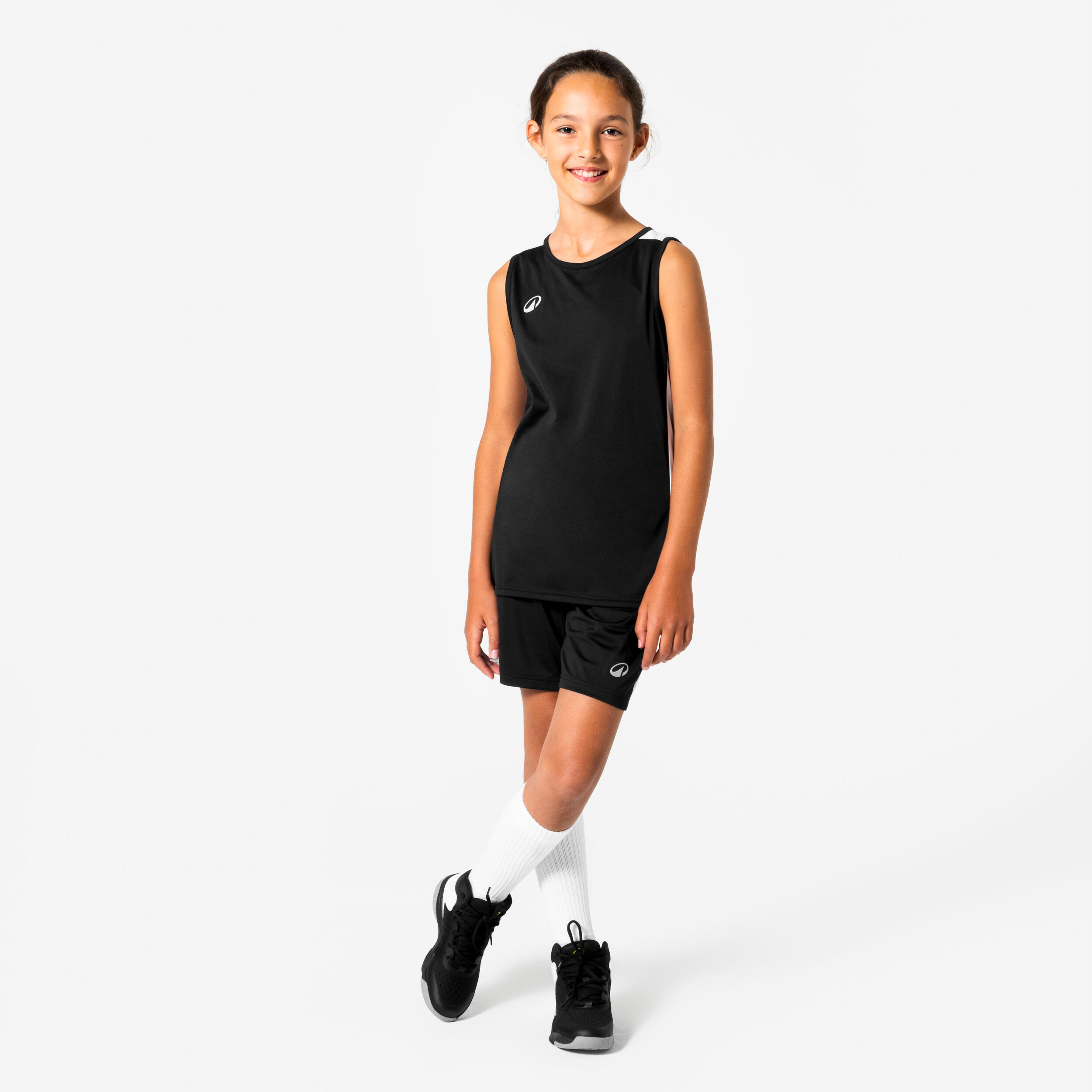 Kinder-Basketball-Shorts, SH100, Schwarz 5/6