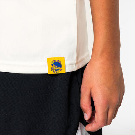 Футболка дитяча 900 для баскетболу NBA Warriors біла