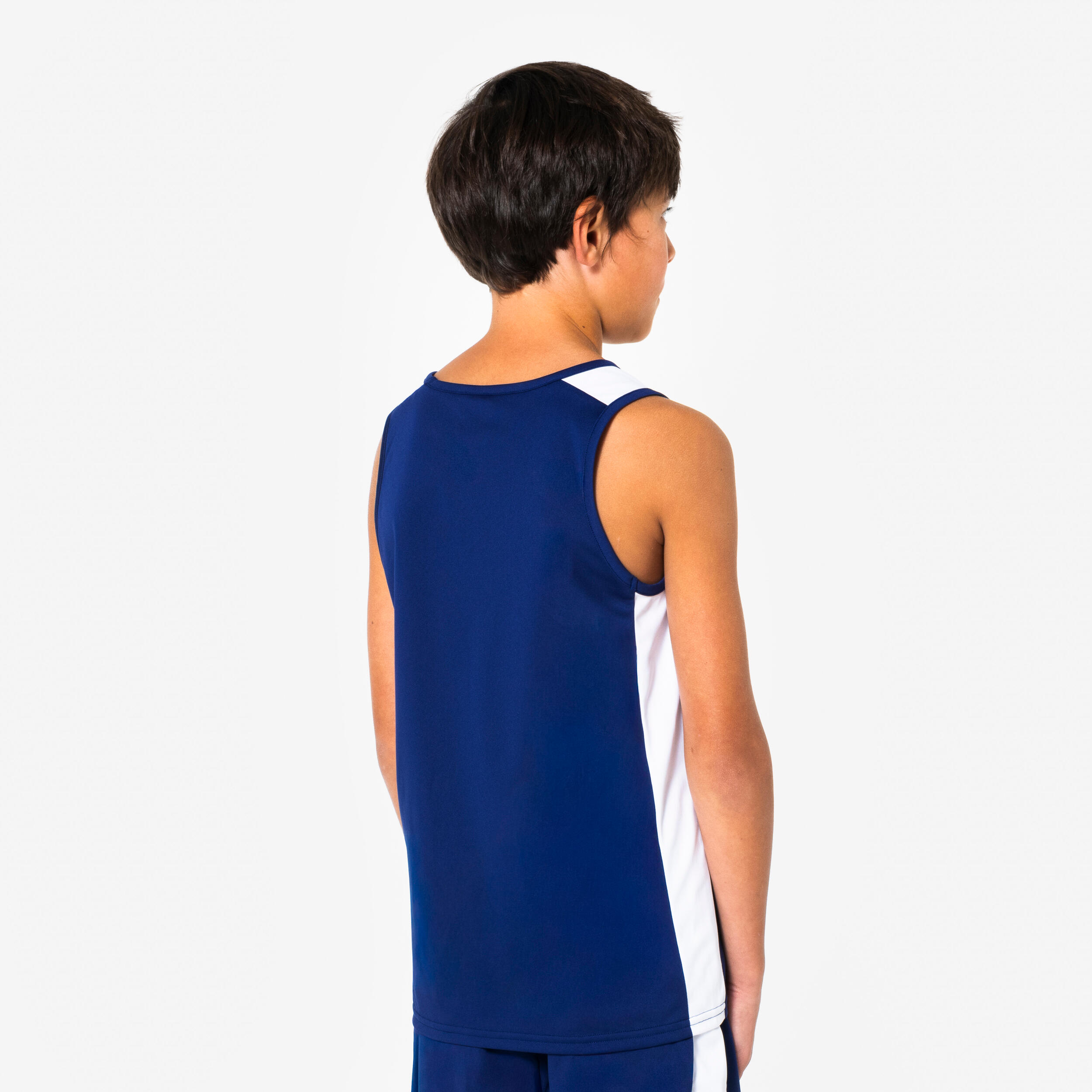 Kinder-Basketballtrikot, Tank 100, Marineblau 7/8