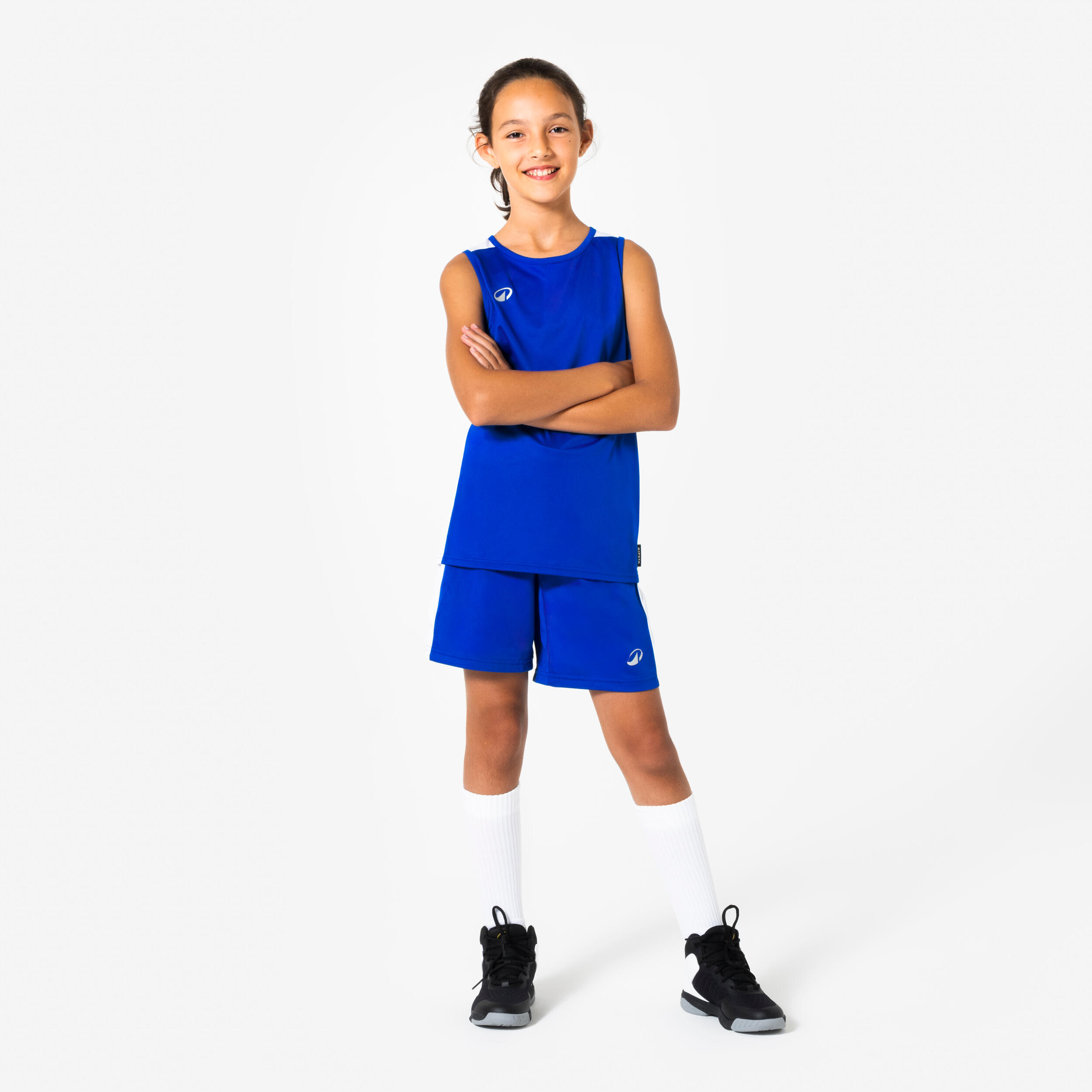 Pantaloncini basket bambino SH100 blu 6/7