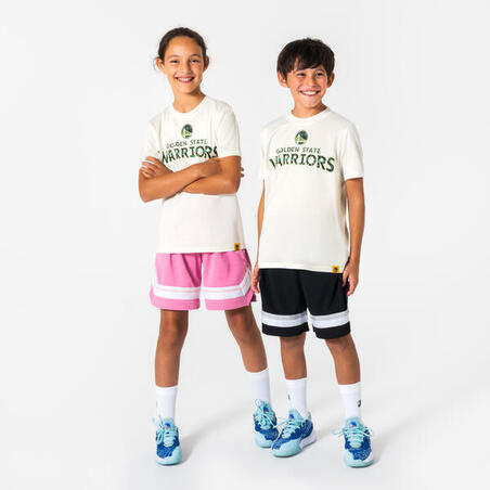 Футболка дитяча 900 для баскетболу NBA Warriors біла