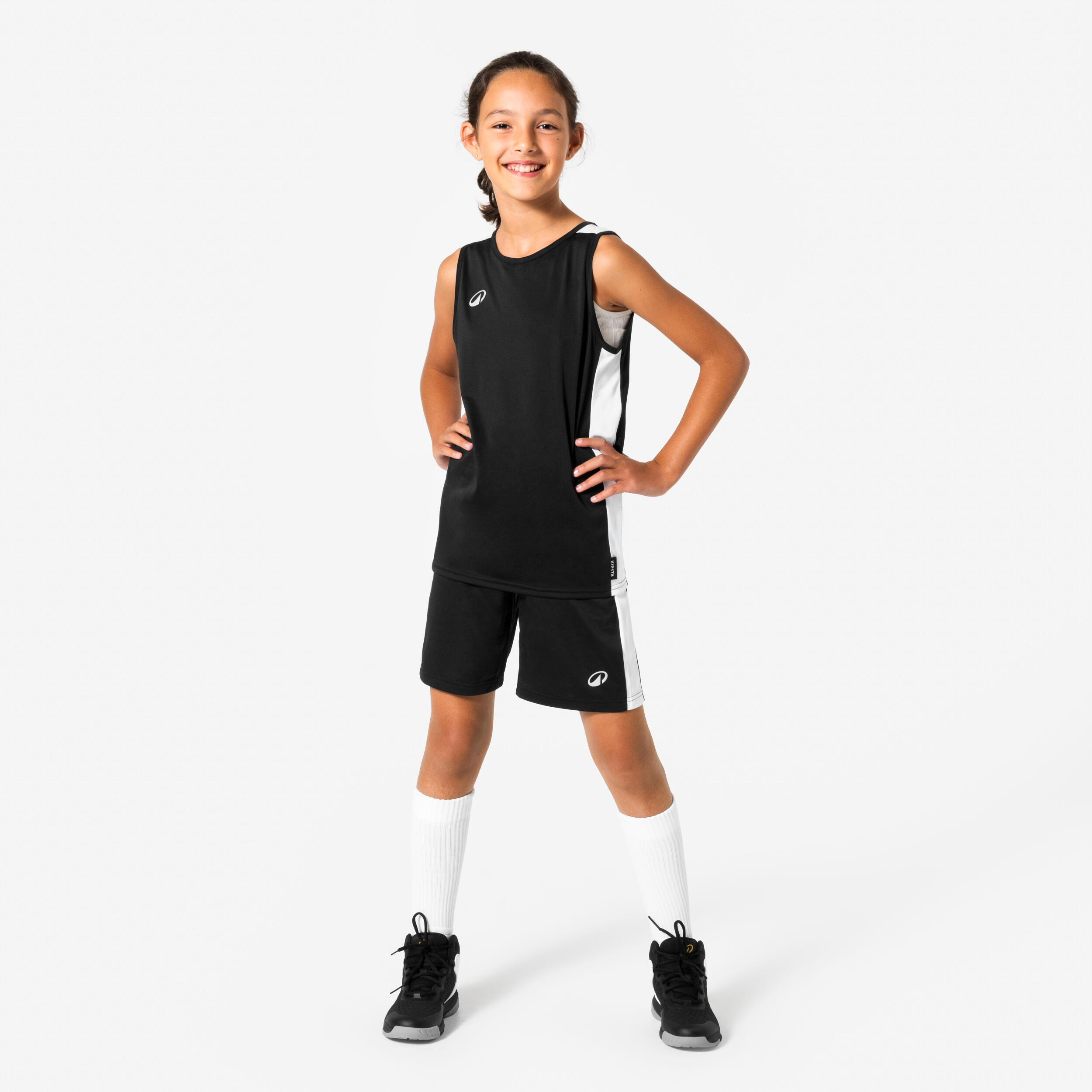 Kinder-Basketball-Shorts, SH100, Schwarz 2/6