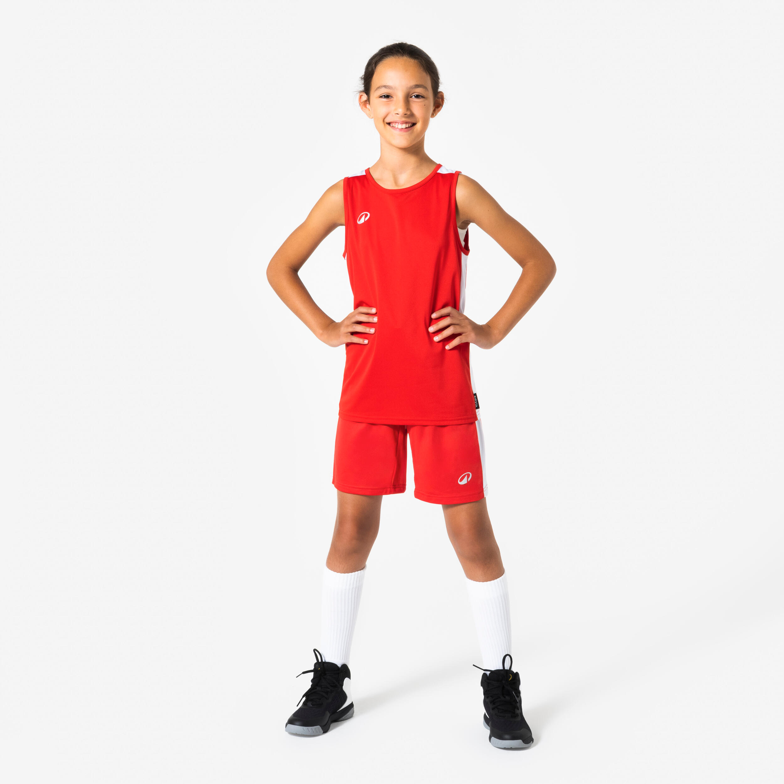 Pantaloncini basket bambino SH100 rossi 2/7