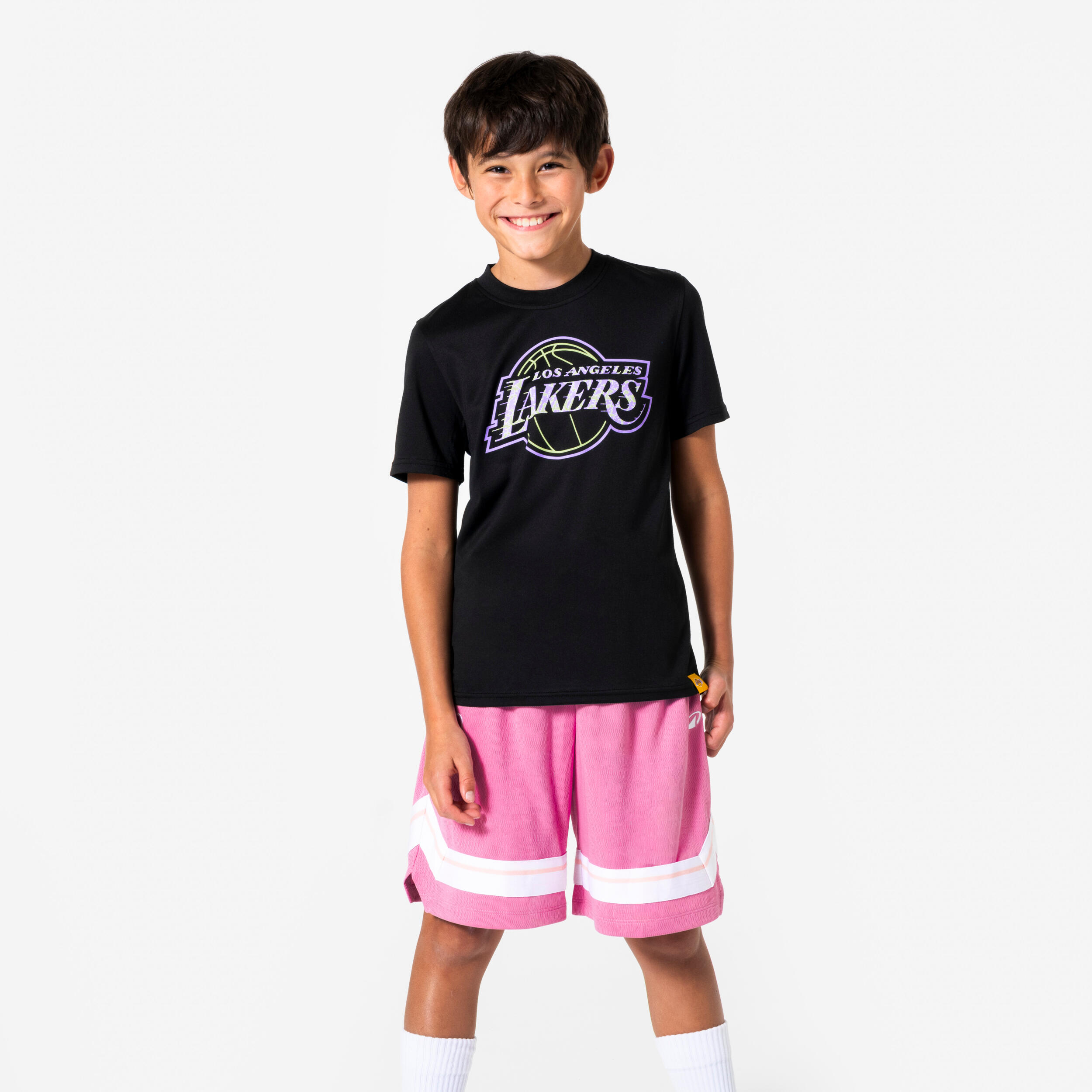 Camisola da Manga Curta de Basquetebol Criança NBA Lakers 900 Preto 6/8
