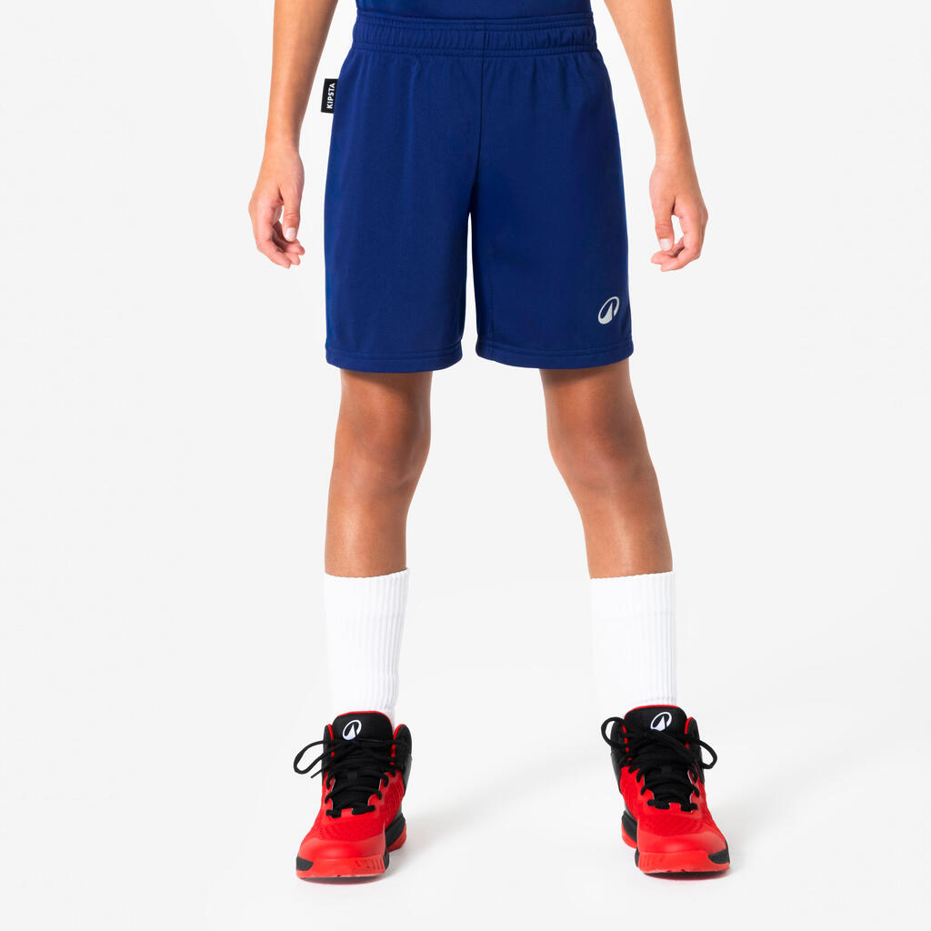 Short de basket enfant, SH100 bleu foncé